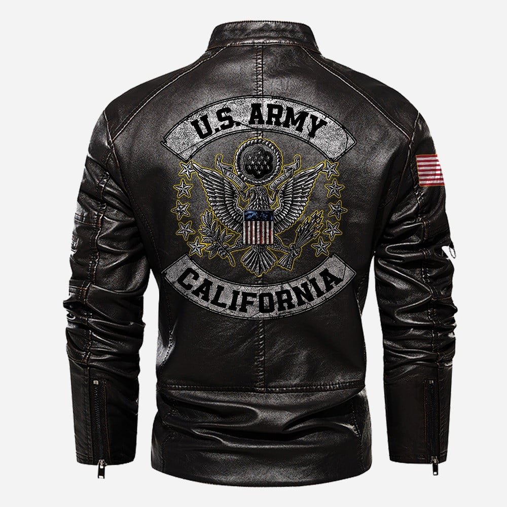 Premium Custom US Army Veteran Leather Jacket VPVC702294, Gifts For Army Veteran, Gifts On Father's Day, Veterans Day.
