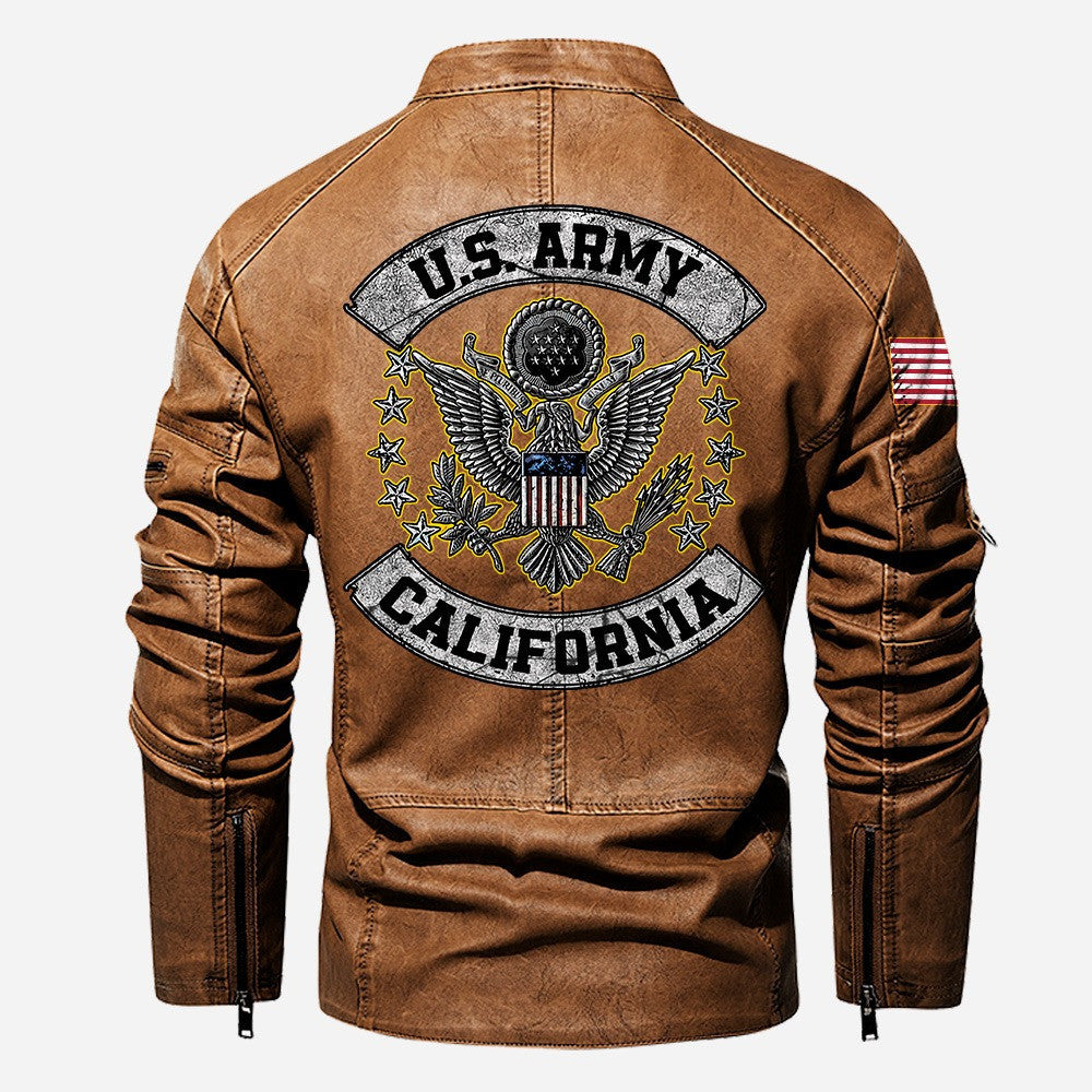 Premium Custom US Army Veteran Leather Jacket VPVC702295, Gifts For Army Veteran, Gifts On Father's Day, Veterans Day.