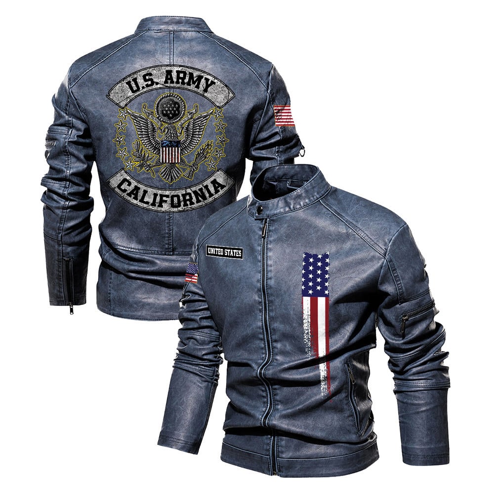Premium Custom US Army Veteran Leather Jacket VPVC702296, Gifts For Army Veteran, Gifts On Father's Day, Veterans Day.