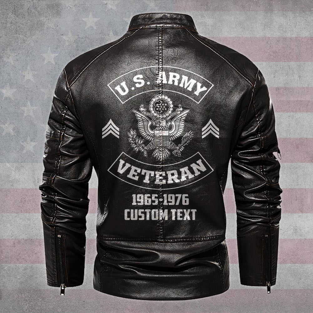 Premium Custom US Army Veteran Leather Jacket VPVC702297, Gifts For Army Veteran, Gifts On Father's Day, Veterans Day.