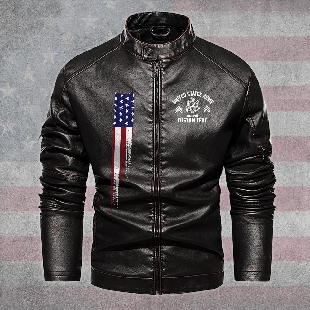 Premium Custom US Army Veteran Leather Jacket VPVC702297, Gifts For Army Veteran, Gifts On Father's Day, Veterans Day.