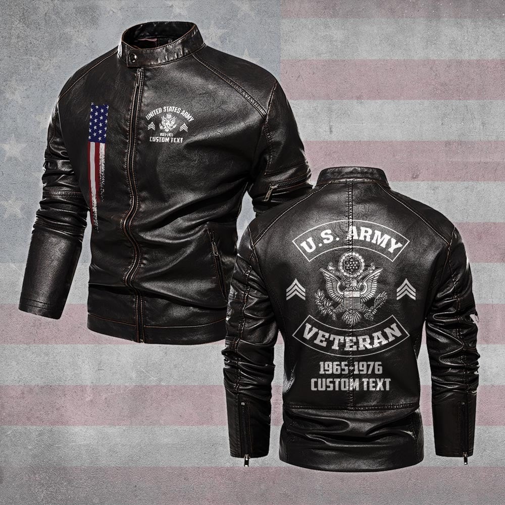 Premium Custom US Army Veteran Leather Jacket VPVC702297, Gifts For Army Veteran, Gifts On Father's Day, Veterans Day.