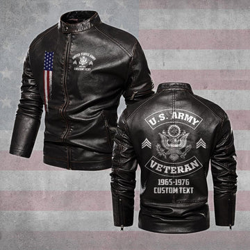 Premium Custom US Army Veteran Leather Jacket VPVC702297, Gifts For Army Veteran, Gifts On Father's Day, Veterans Day.