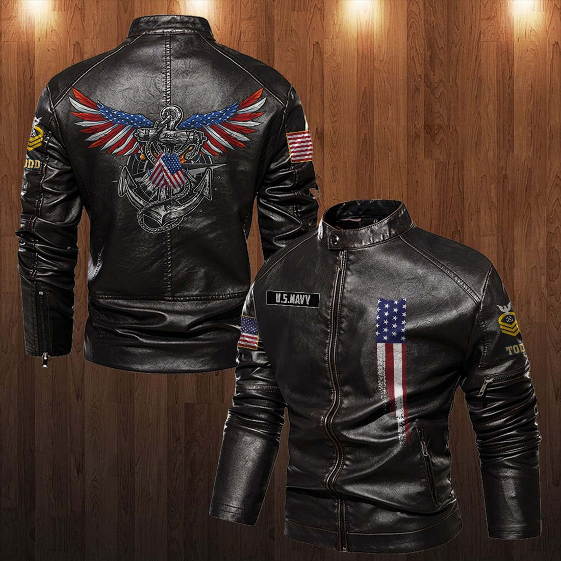 Premium Custom US Navy Veteran Leather Jacket VPVC702298, Gifts For Navy Veteran, Gifts On Father's Day, Veterans Day.