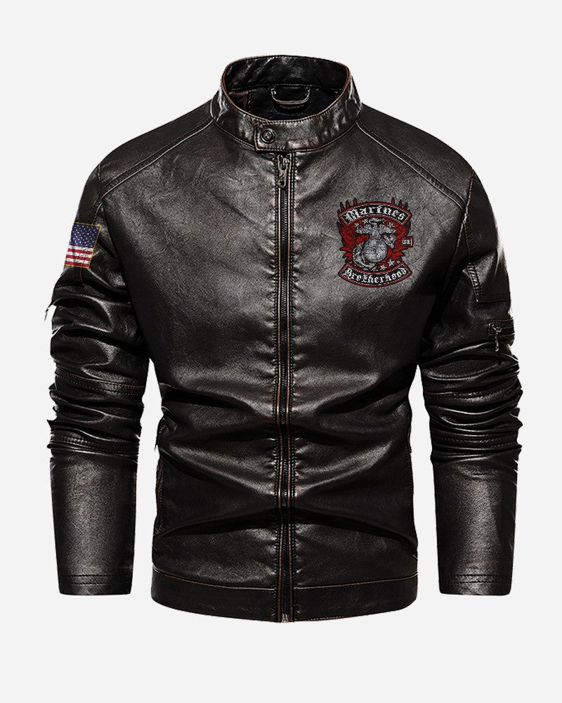 Premium Custom USMC Veteran Leather Jacket VPVC702300, Gifts For Marine Veteran, Gifts On Father's Day, Veterans Day.