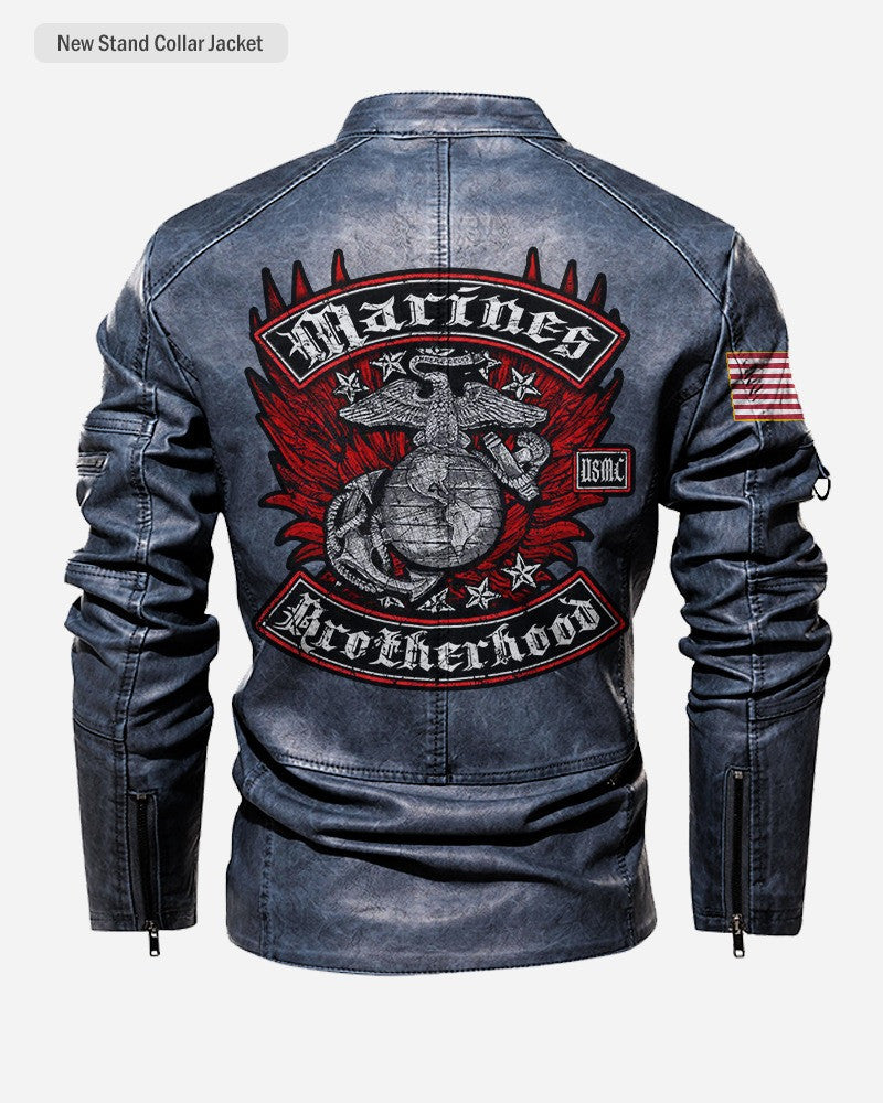 Premium Custom USMC Veteran Leather Jacket VPVC702302, Gifts For Marine Veteran, Gifts On Father's Day, Veterans Day.