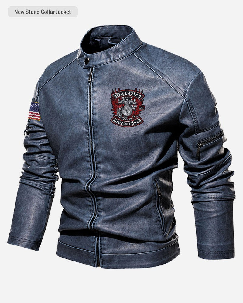 Premium Custom USMC Veteran Leather Jacket VPVC702302, Gifts For Marine Veteran, Gifts On Father's Day, Veterans Day.