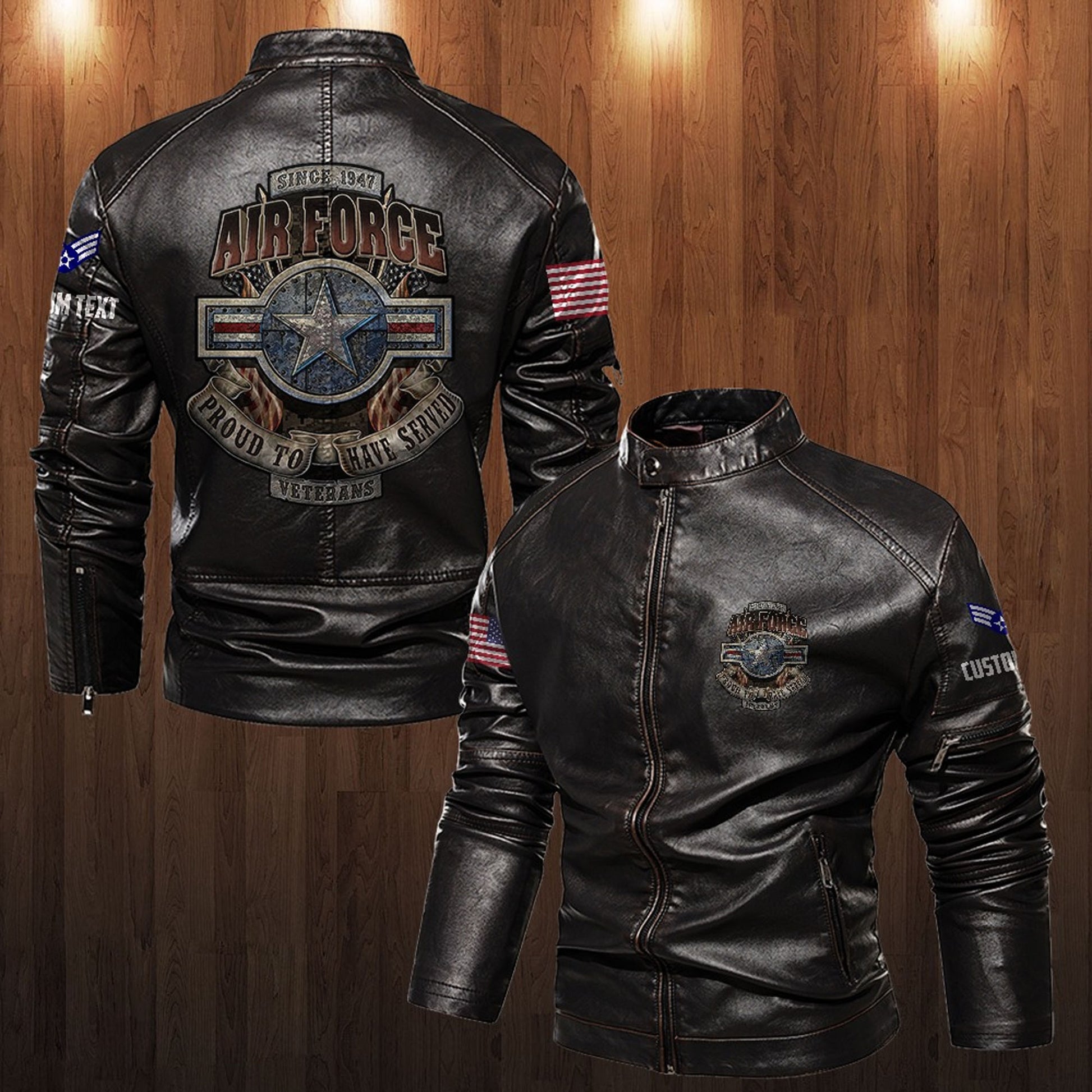 Premium Custom USAF Veteran Leather Jacket VPVC702303, Gifts For Air Force Veteran, Gifts On Father's Day, Veterans Day.