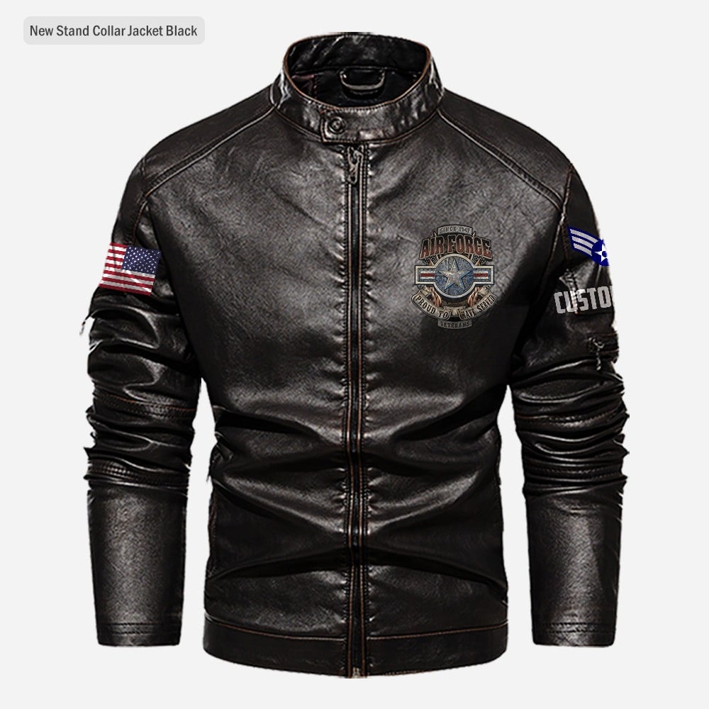 Premium Custom USAF Veteran Leather Jacket VPVC702303, Gifts For Air Force Veteran, Gifts On Father's Day, Veterans Day.