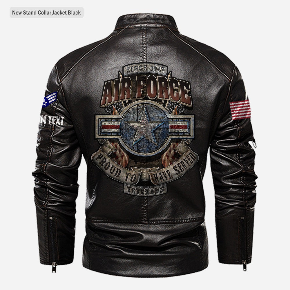 Premium Custom USAF Veteran Leather Jacket VPVC702303, Gifts For Air Force Veteran, Gifts On Father's Day, Veterans Day.