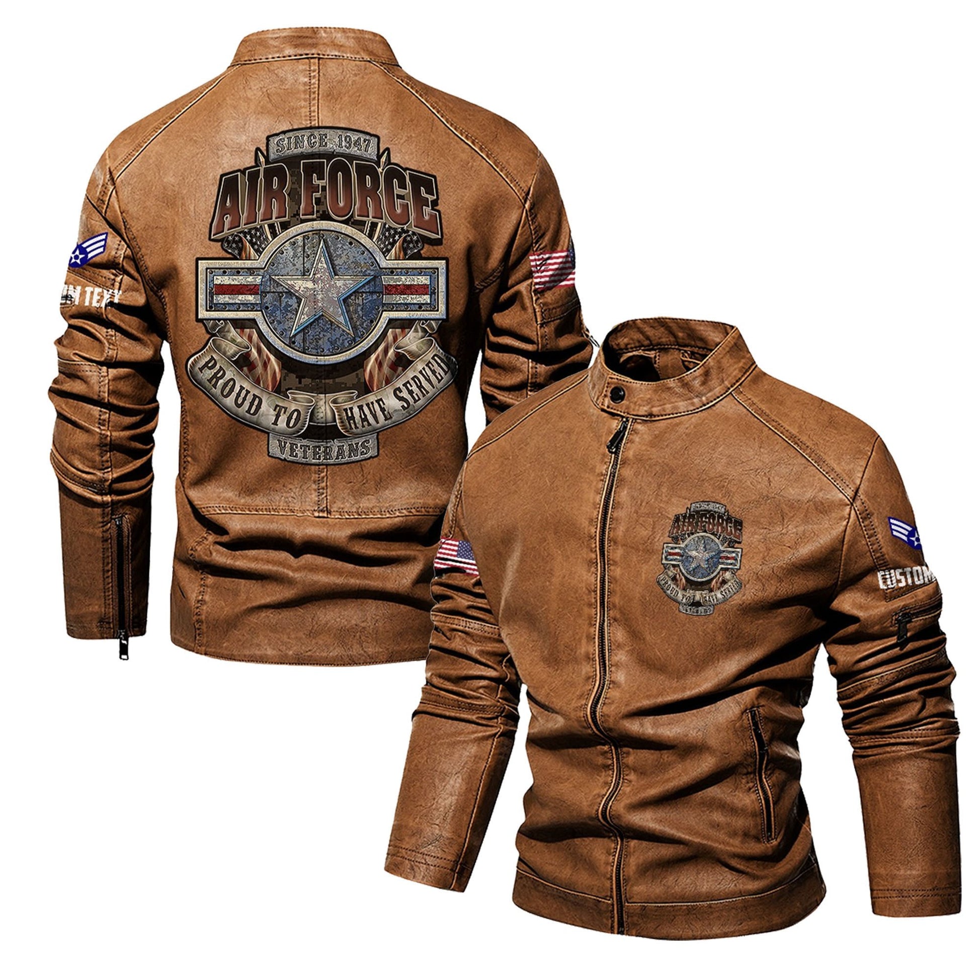 Premium Custom USAF Veteran Leather Jacket VPVC702304, Gifts For Air Force Veteran, Gifts On Father's Day, Veterans Day.