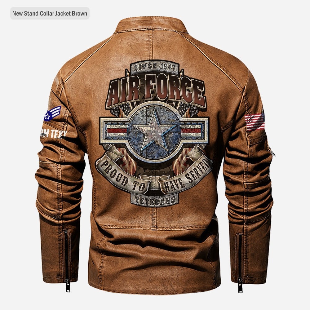 Premium Custom USAF Veteran Leather Jacket VPVC702304, Gifts For Air Force Veteran, Gifts On Father's Day, Veterans Day.