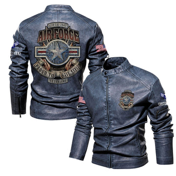Premium Custom USAF Veteran Leather Jacket VPVC702305, Gifts For Air Force Veteran, Gifts On Father's Day, Veterans Day.