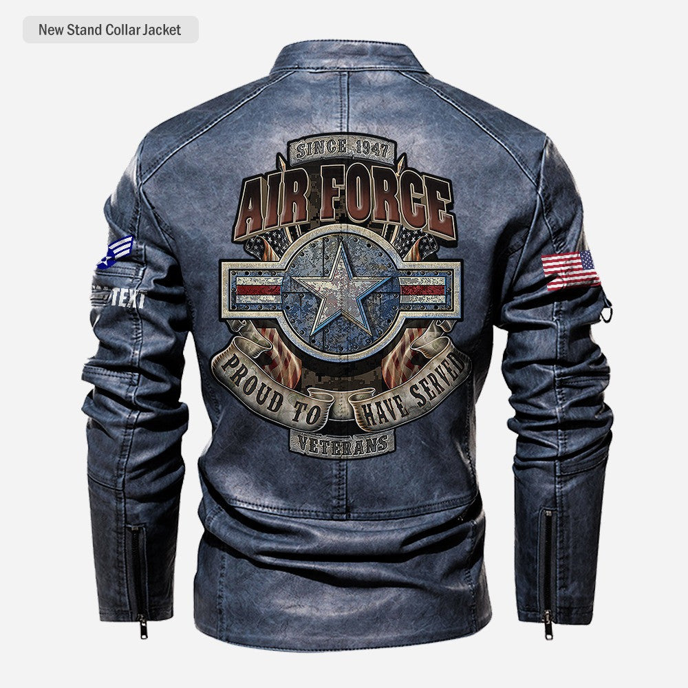 Premium Custom USAF Veteran Leather Jacket VPVC702305, Gifts For Air Force Veteran, Gifts On Father's Day, Veterans Day.