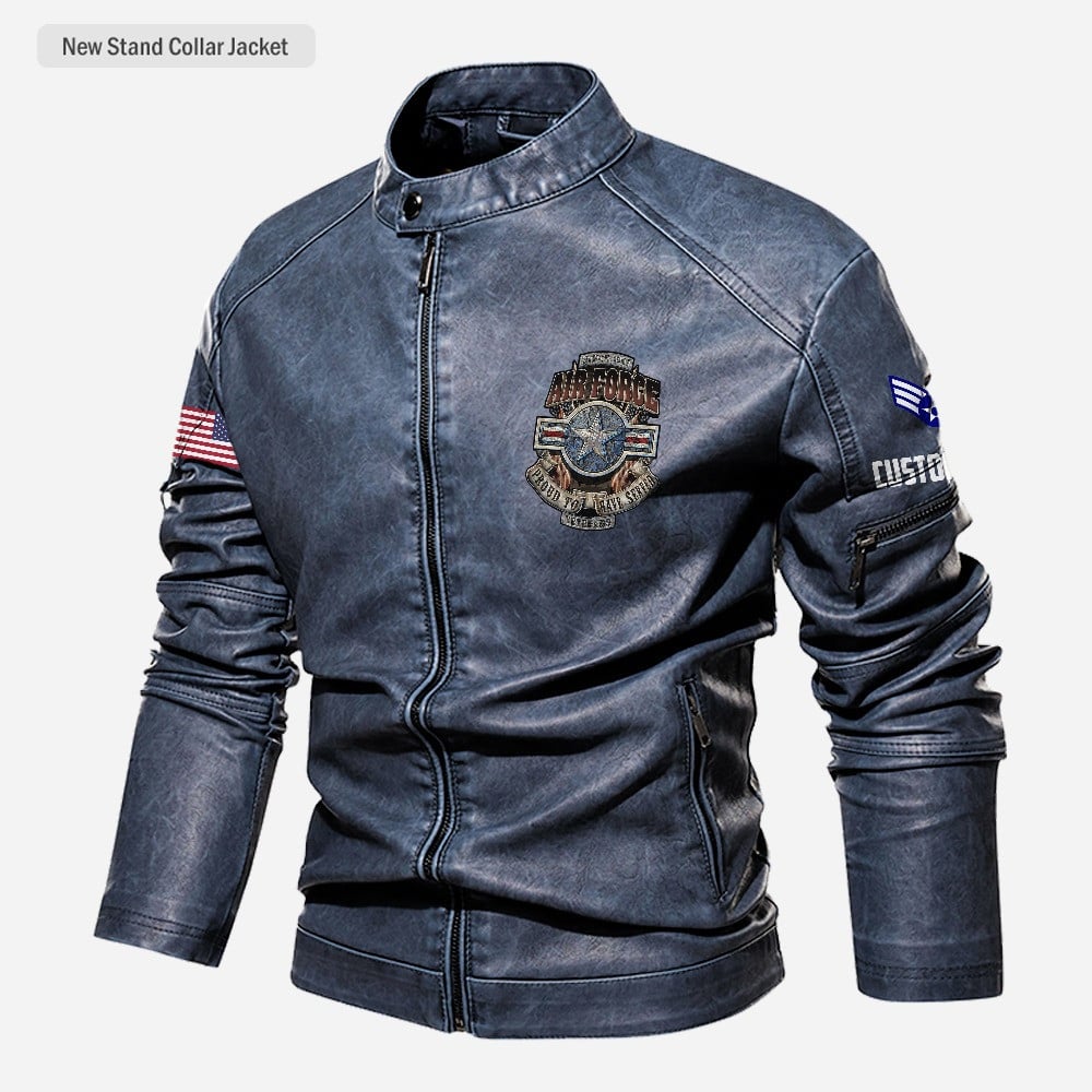 Premium Custom USAF Veteran Leather Jacket VPVC702305, Gifts For Air Force Veteran, Gifts On Father's Day, Veterans Day.