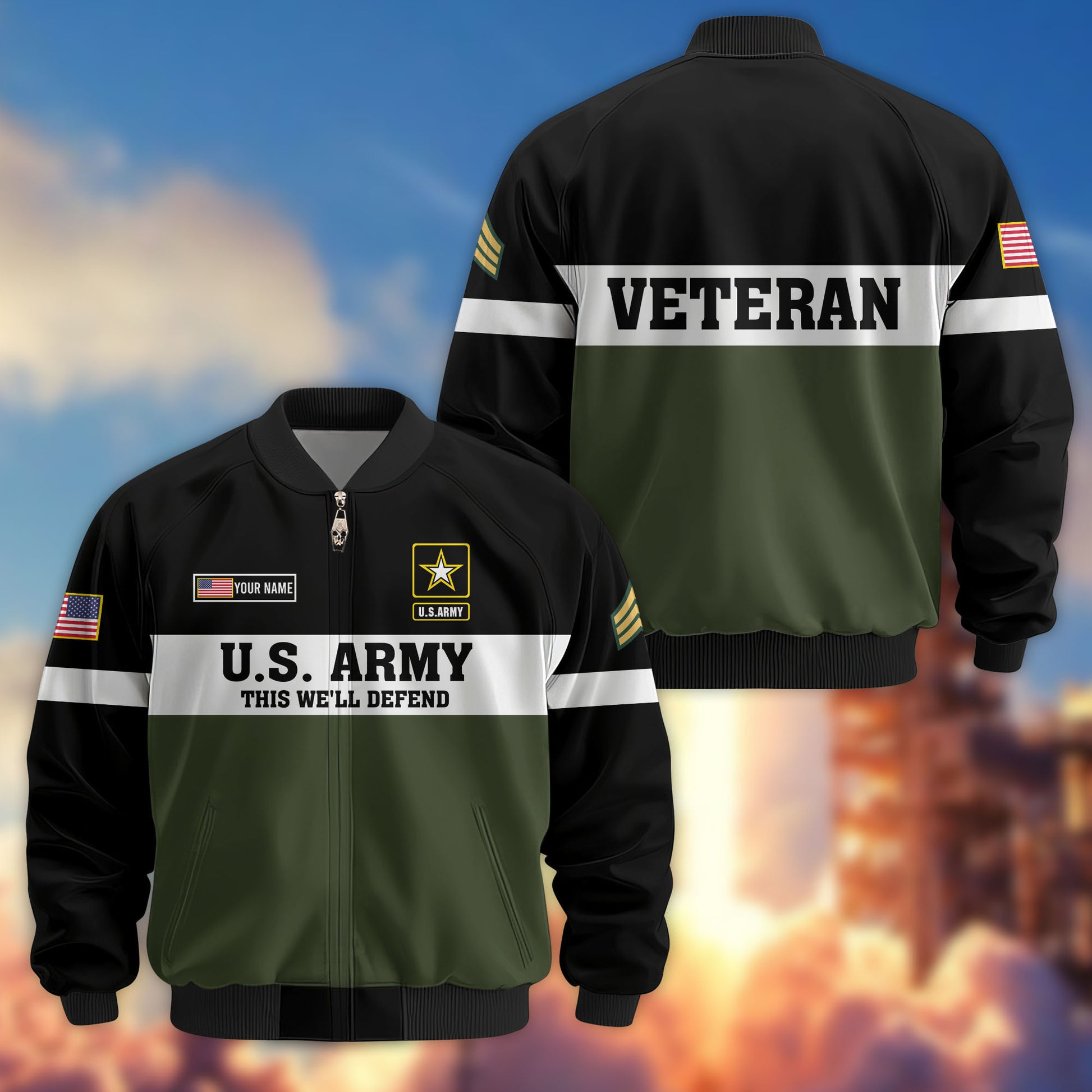 Premium Custom US Army Veteran Bomber Jacket VPVC805301, Gifts For US Army Veteran, Gifts On Father's Day, Veterans Day.
