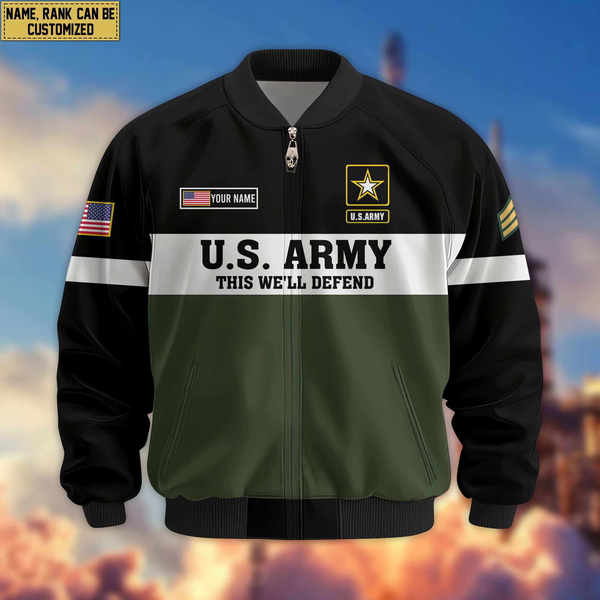 Premium Custom US Army Veteran Bomber Jacket VPVC805301, Gifts For US Army Veteran, Gifts On Father's Day, Veterans Day.