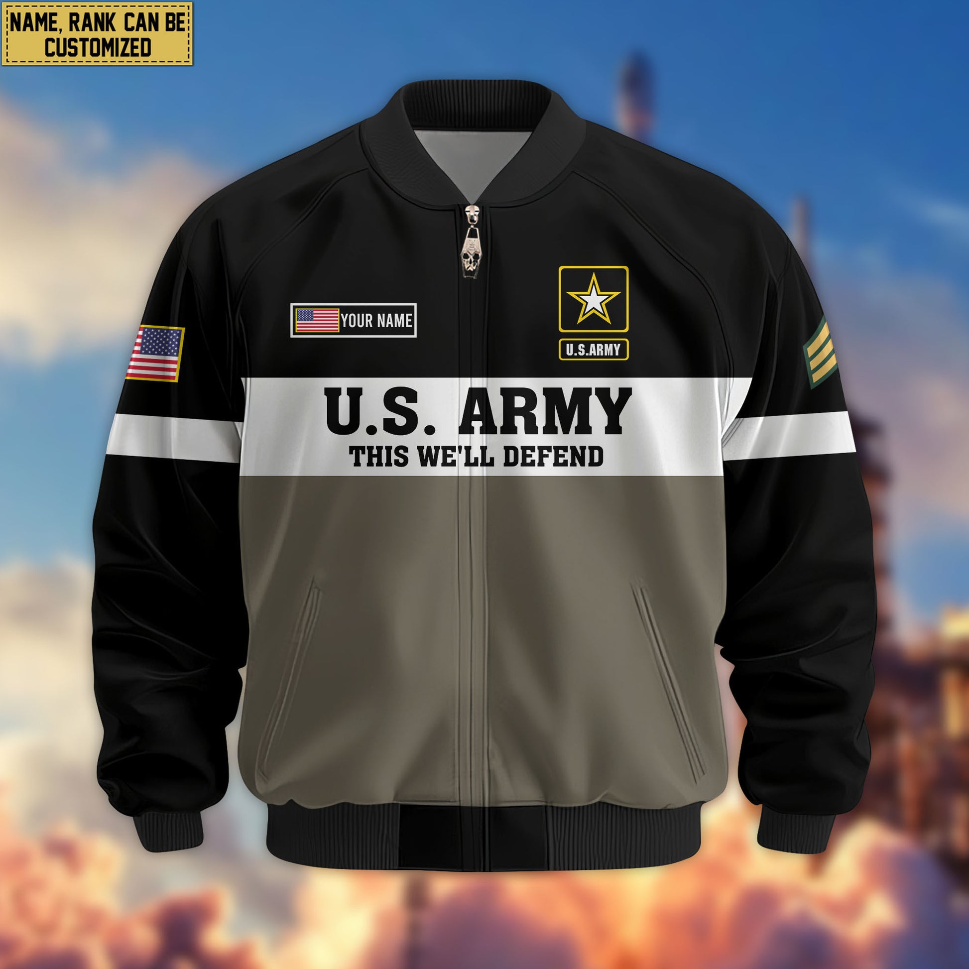 Premium Custom US Army Veteran Bomber Jacket VPVC805310, Gifts For US Army Veteran, Gifts On Father's Day, Veterans Day.