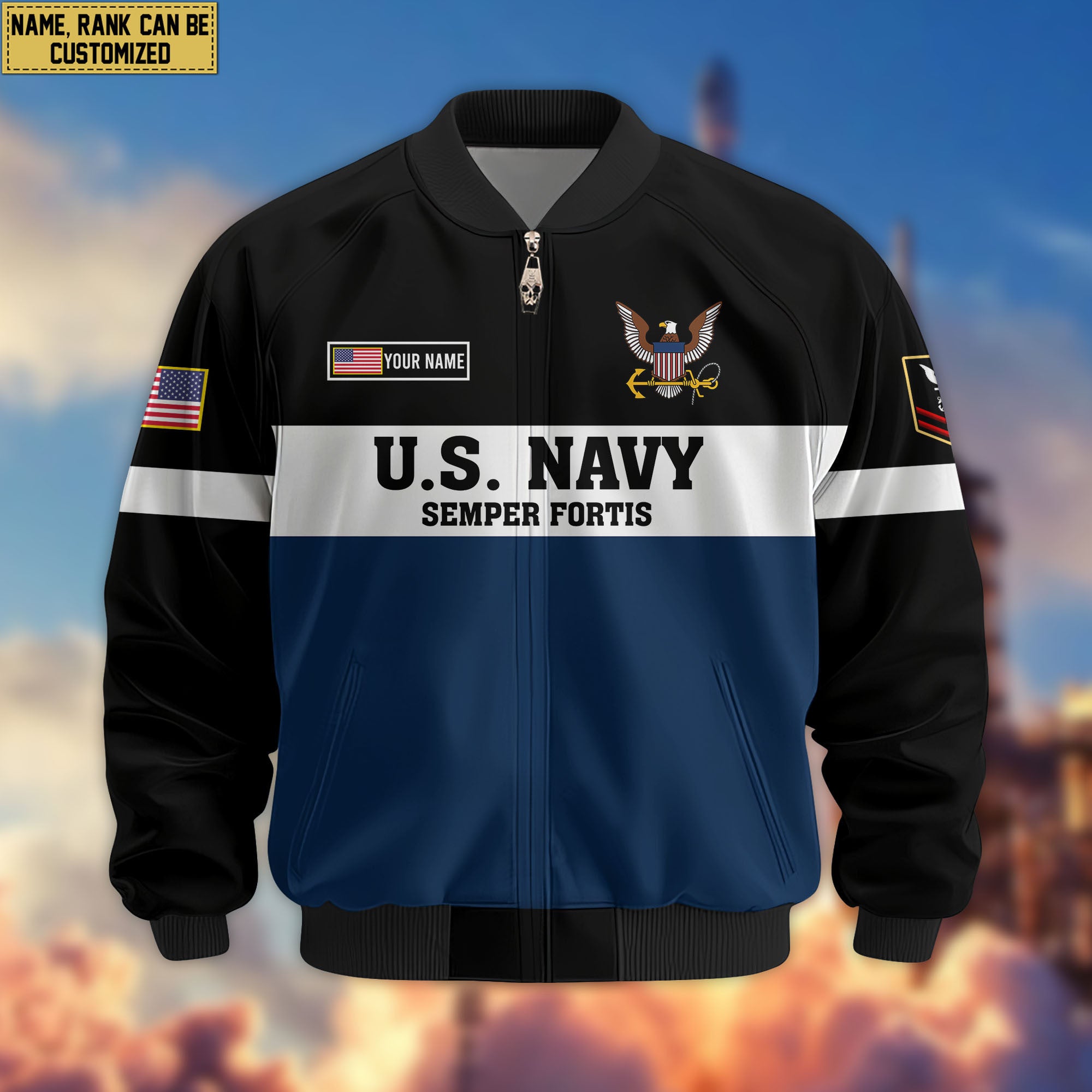 Premium Custom US Navy Veteran Bomber Jacket VPVC805302, Gifts For US Navy Veteran, Gifts On Father's Day, Veterans Day.