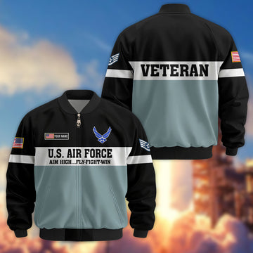 Premium Custom USAF Veteran Bomber Jacket VPVC805304, Gifts For US Air Force Veteran, Gifts On Father's Day, Veterans Day.