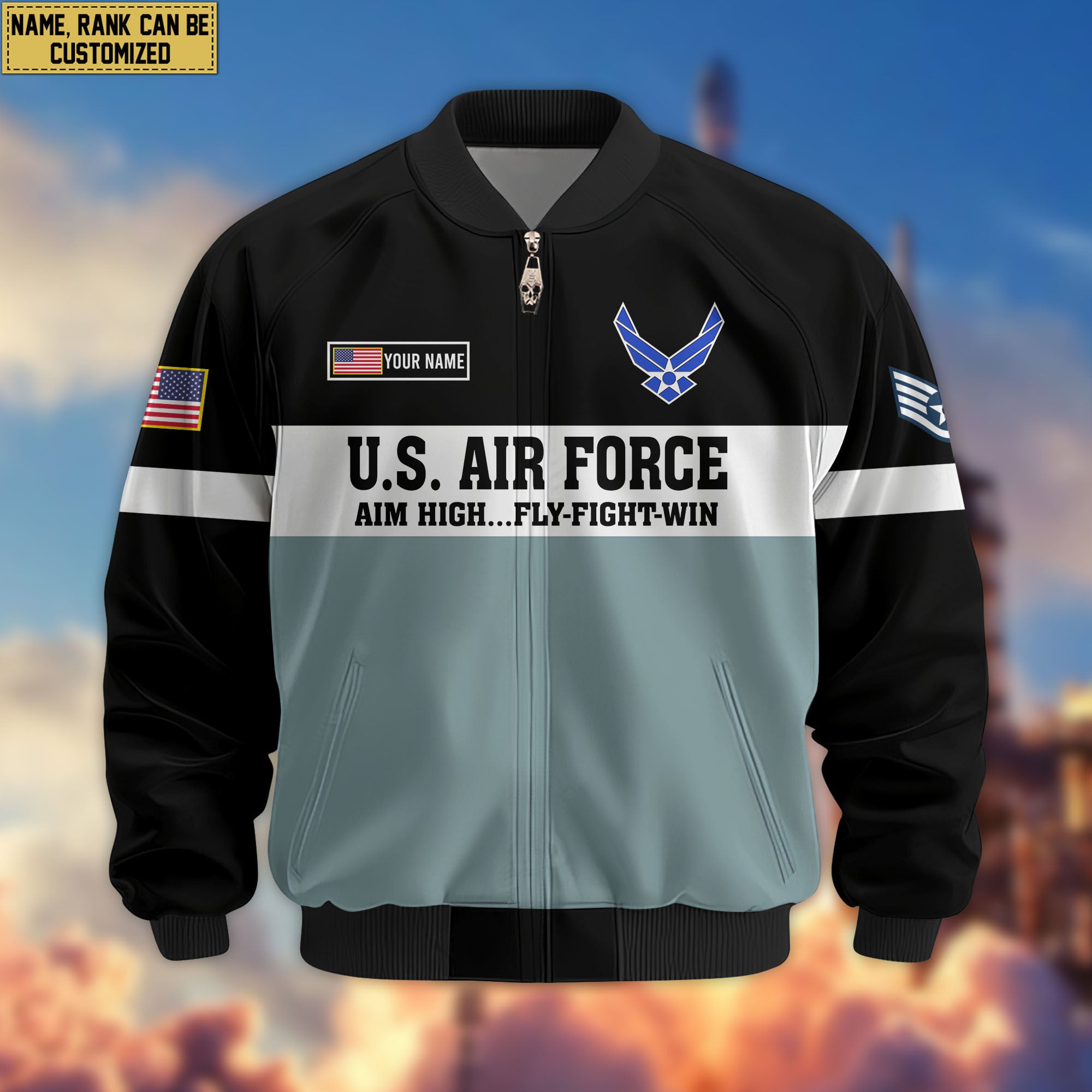 Premium Custom USAF Veteran Bomber Jacket VPVC805304, Gifts For US Air Force Veteran, Gifts On Father's Day, Veterans Day.