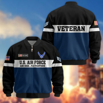 Premium Custom USAF Veteran Bomber Jacket VPVC805312, Gifts For US Air Force Veteran, Gifts On Father's Day, Veterans Day.