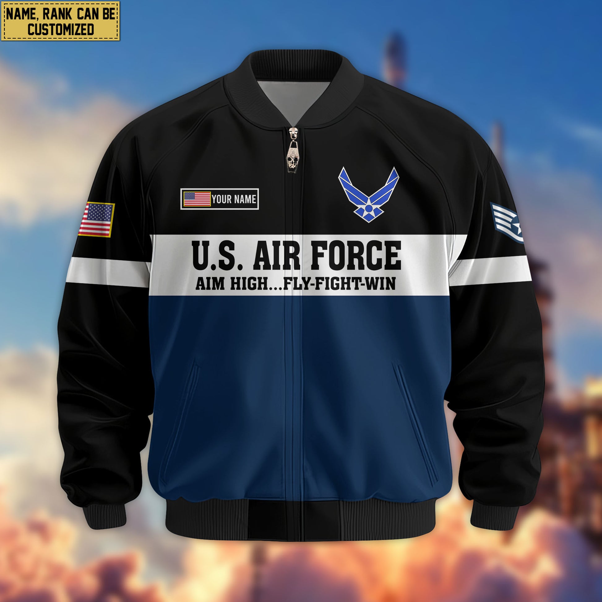 Premium Custom USAF Veteran Bomber Jacket VPVC805312, Gifts For US Air Force Veteran, Gifts On Father's Day, Veterans Day.