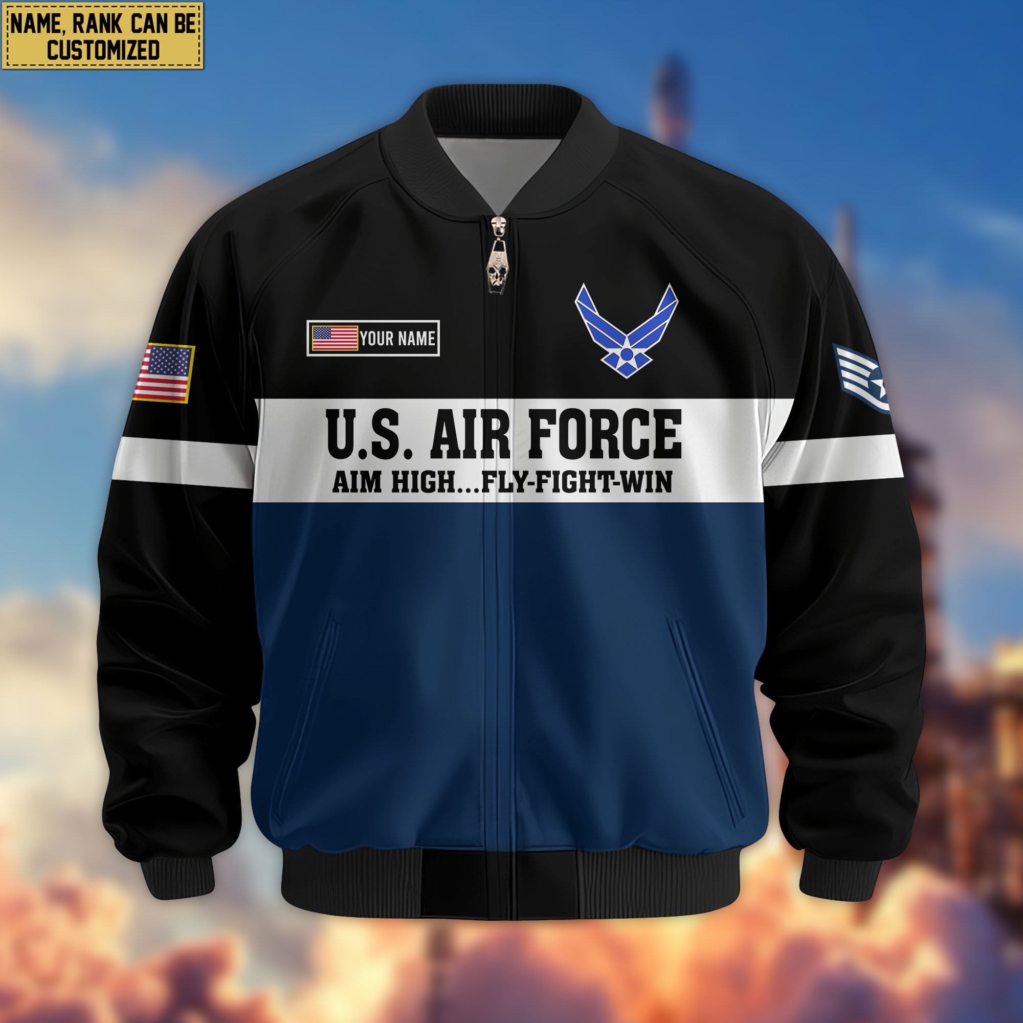 Premium Custom USAF Veteran Bomber Jacket VPVC805312, Gifts For US Air Force Veteran, Gifts On Father's Day, Veterans Day.