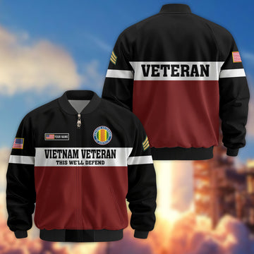 Premium Custom Vietnam Veteran Bomber Jacket VPVC805306, Gifts For Vietnam Veteran, Gifts On Father's Day, Veterans Day.