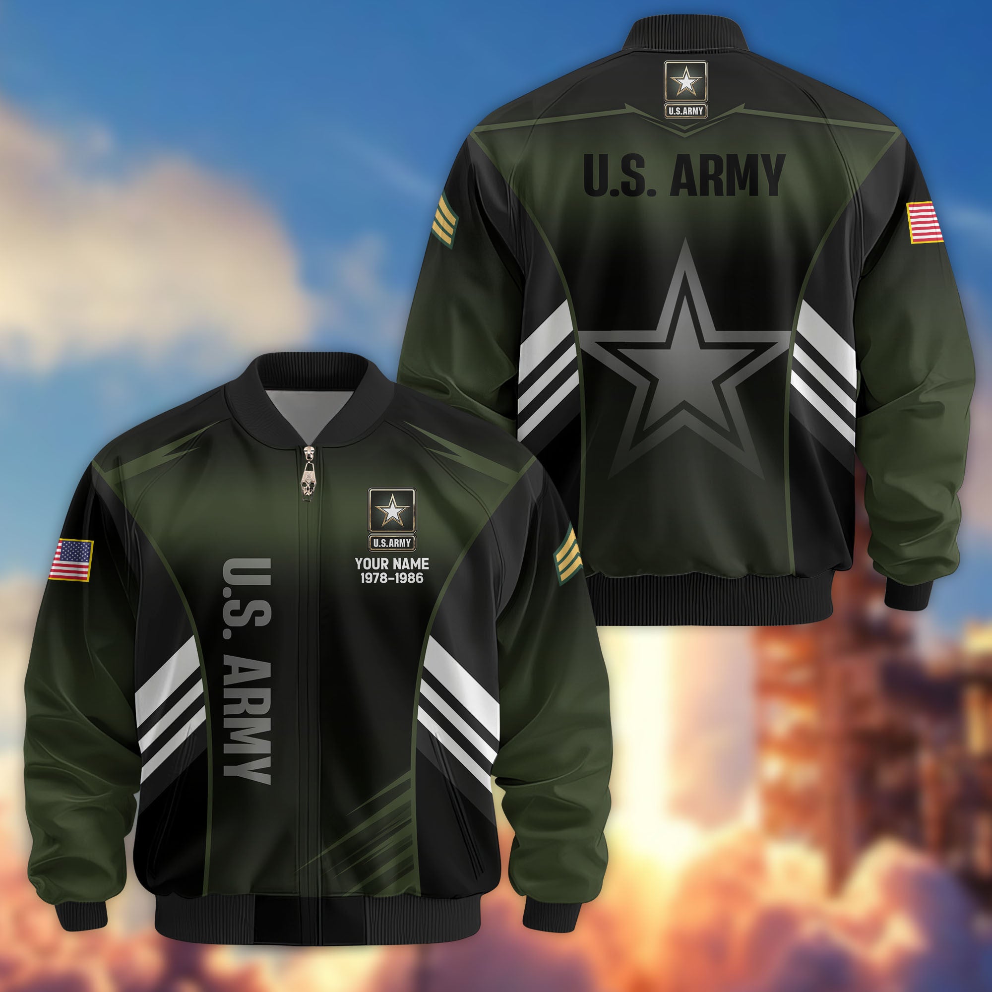 Premium Custom US Army Veteran Bomber Jacket VPVC805401, Gifts For US Army Veteran, Gifts On Father's Day, Veterans Day.