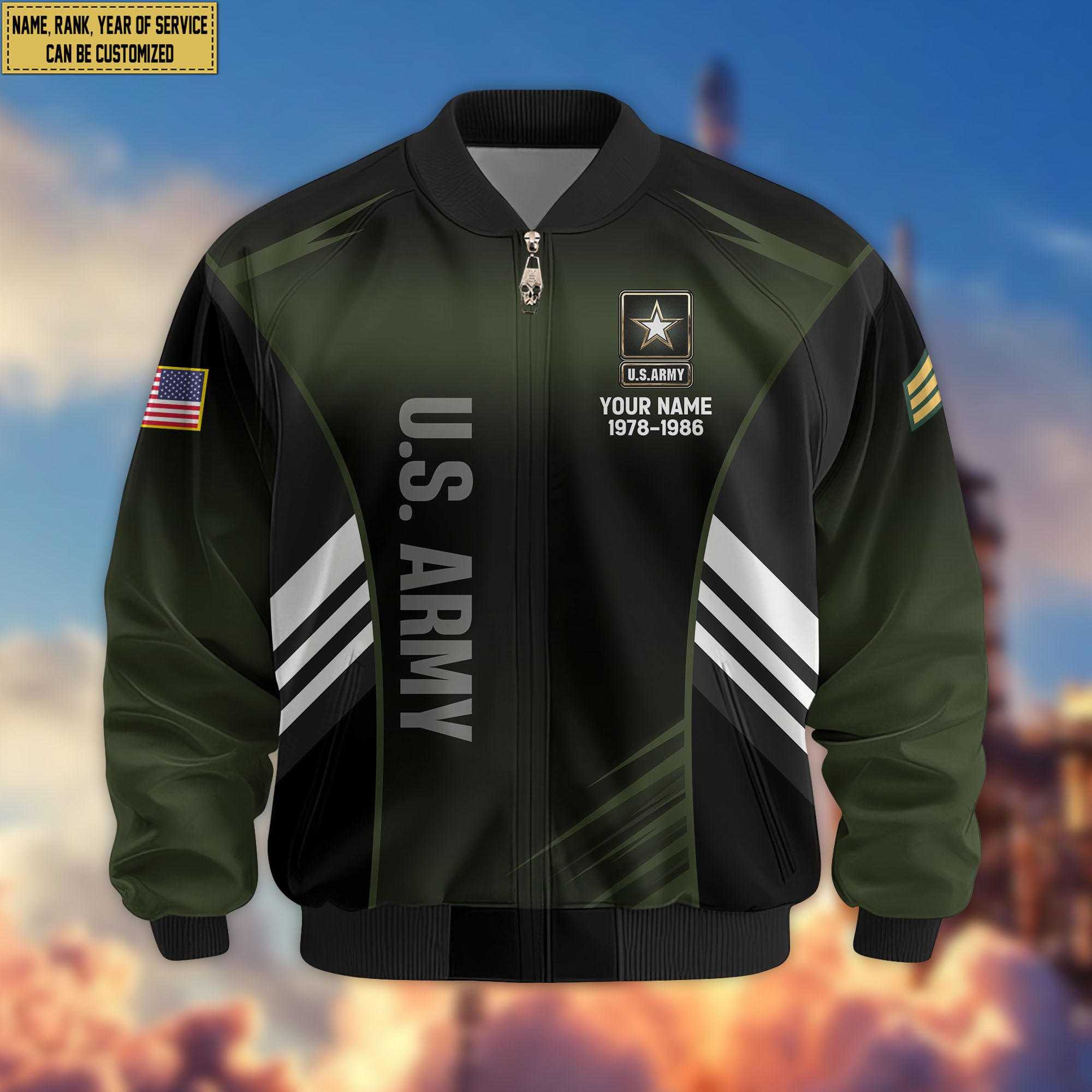 Premium Custom US Army Veteran Bomber Jacket VPVC805401, Gifts For US Army Veteran, Gifts On Father's Day, Veterans Day.