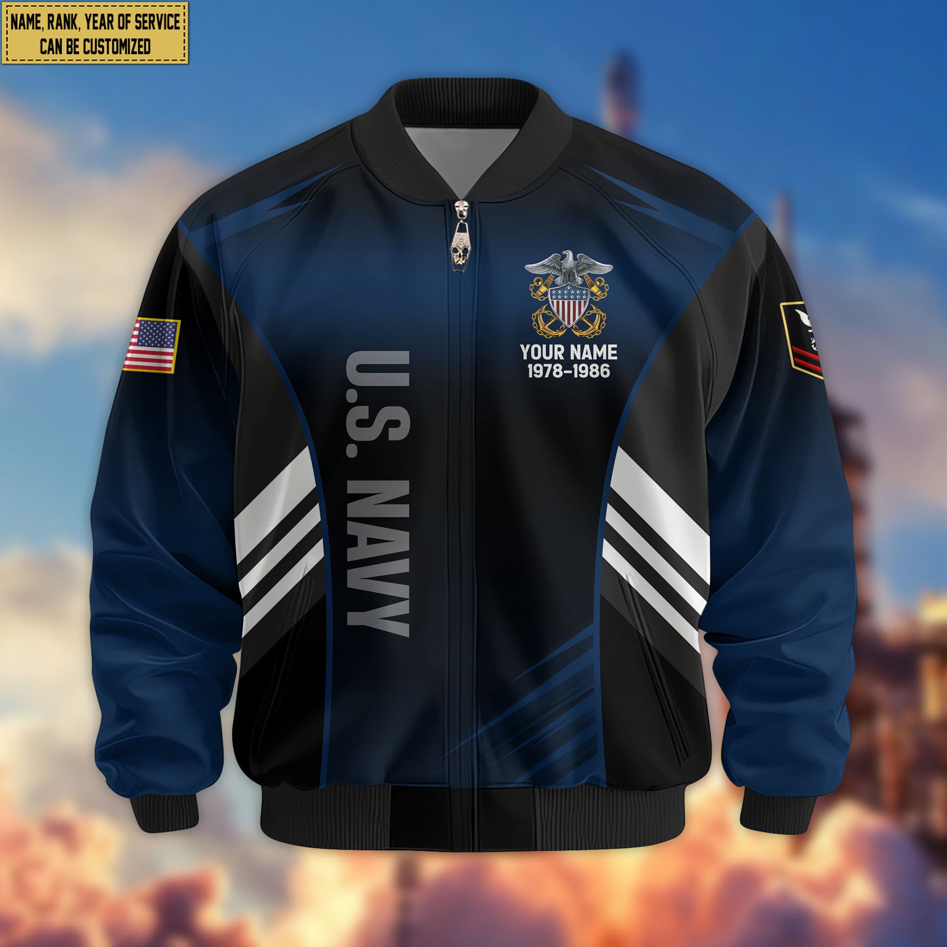 Premium Custom US Navy Veteran Bomber Jacket VPVC805402, Gifts For US Navy Veteran, Gifts On Father's Day, Veterans Day.