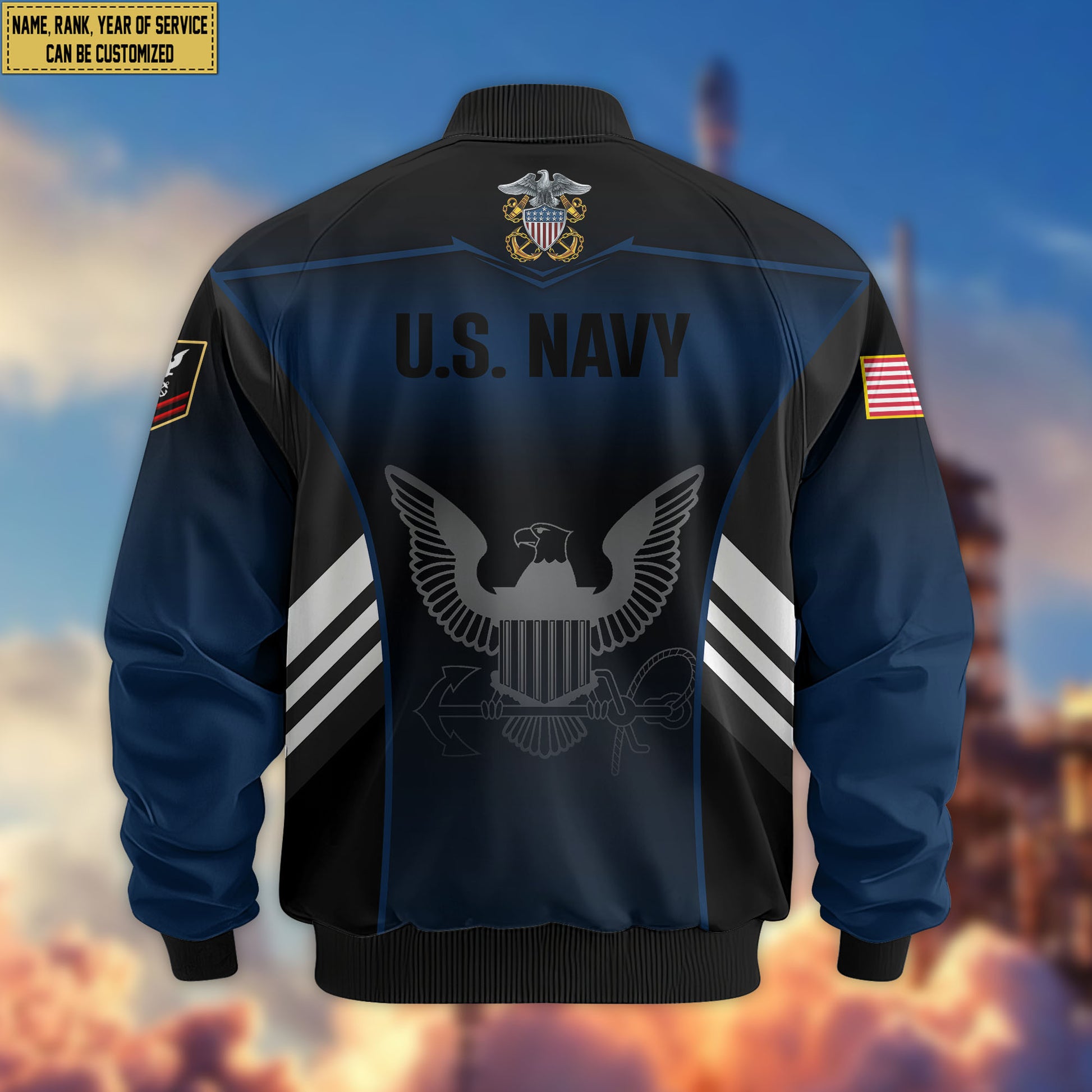 Premium Custom US Navy Veteran Bomber Jacket VPVC805402, Gifts For US Navy Veteran, Gifts On Father's Day, Veterans Day.