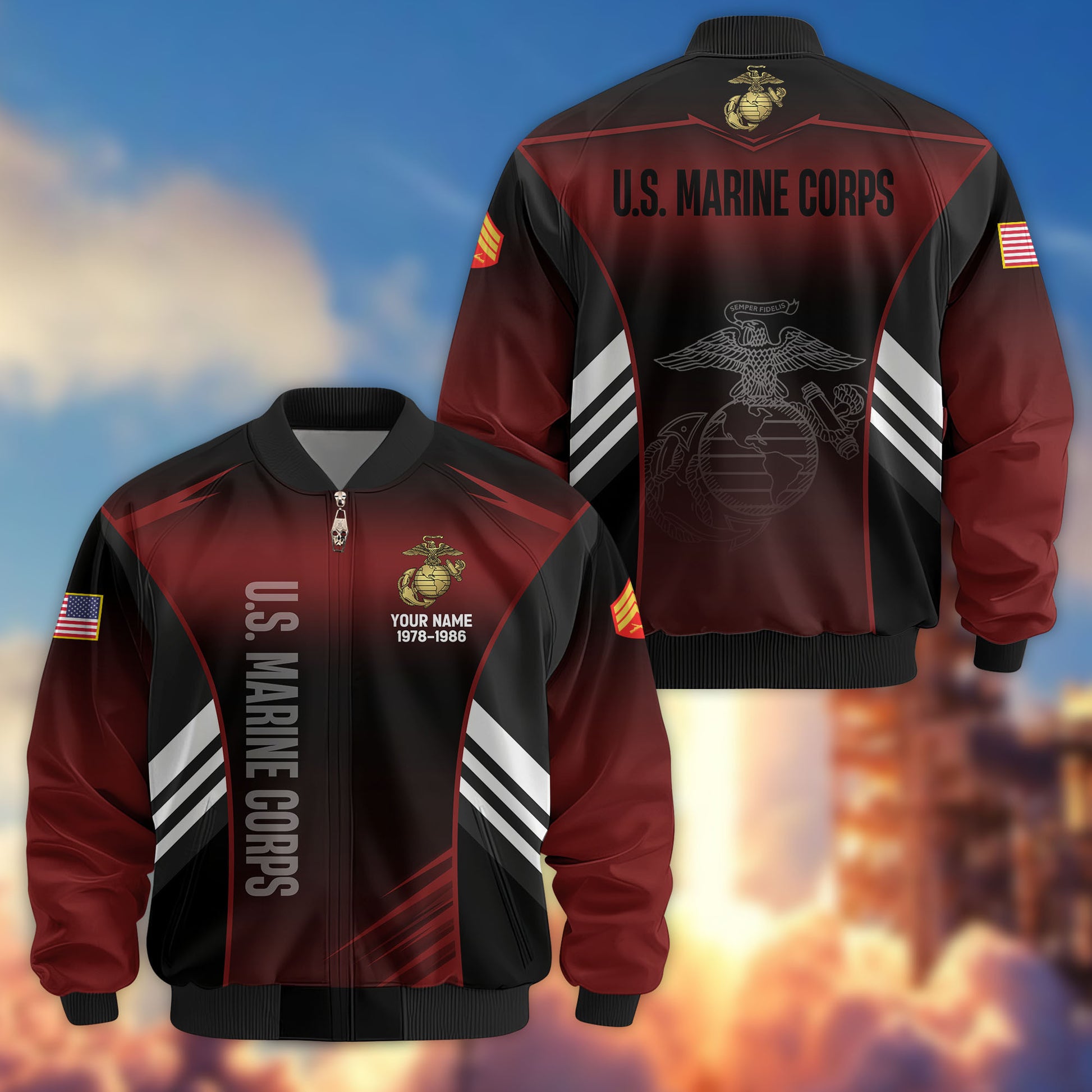 Premium Custom USMC Veteran Bomber Jacket VPVC805403, Gifts For US Marine Veteran, Gifts On Father's Day, Veterans Day.