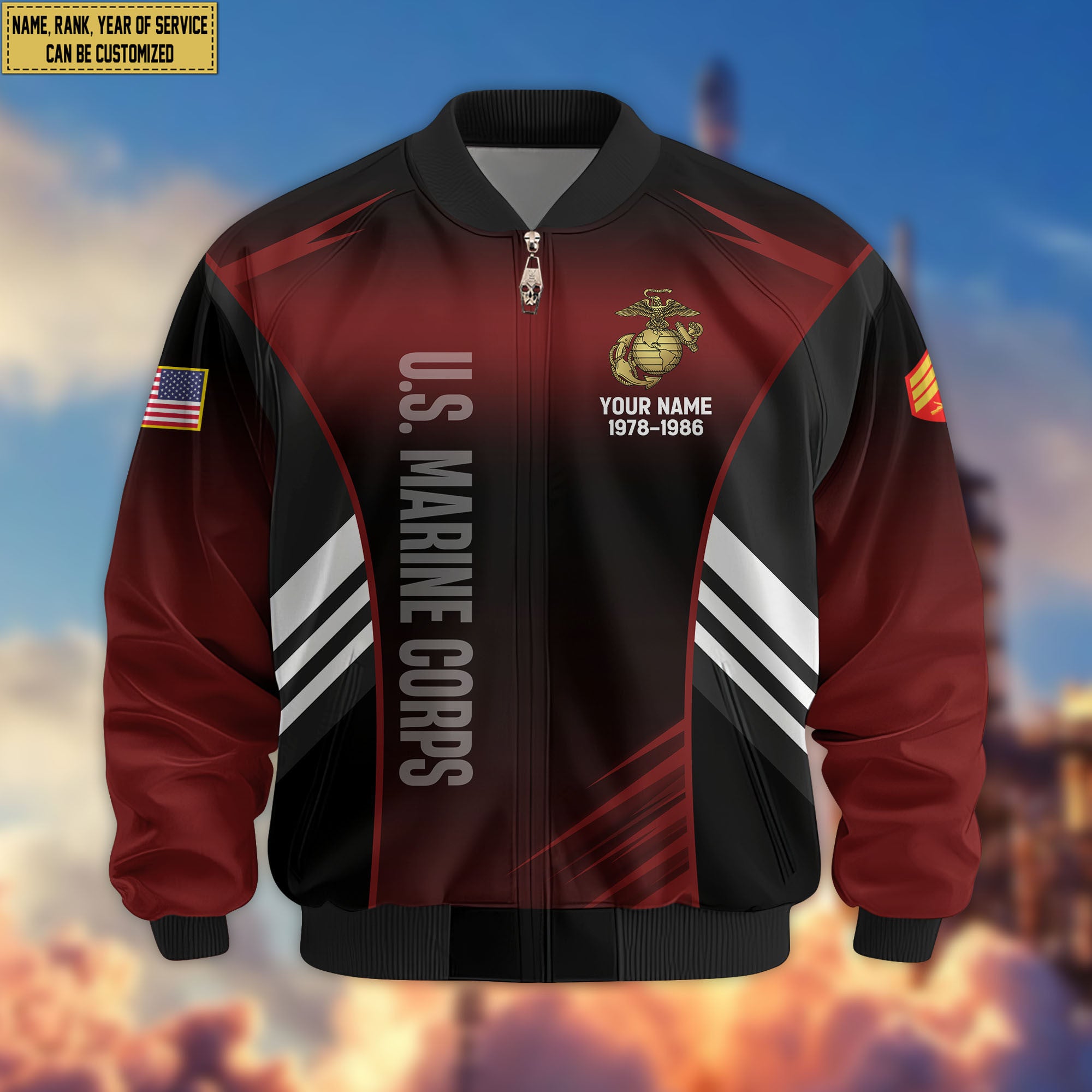 Premium Custom USMC Veteran Bomber Jacket VPVC805403, Gifts For US Marine Veteran, Gifts On Father's Day, Veterans Day.