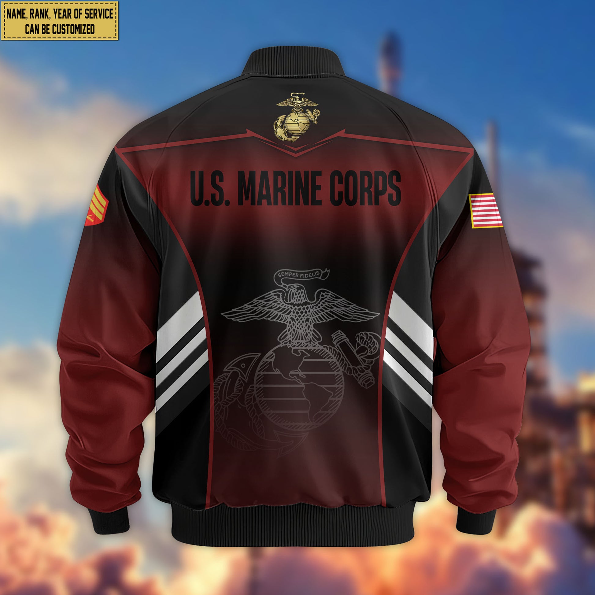 Premium Custom USMC Veteran Bomber Jacket VPVC805403, Gifts For US Marine Veteran, Gifts On Father's Day, Veterans Day.