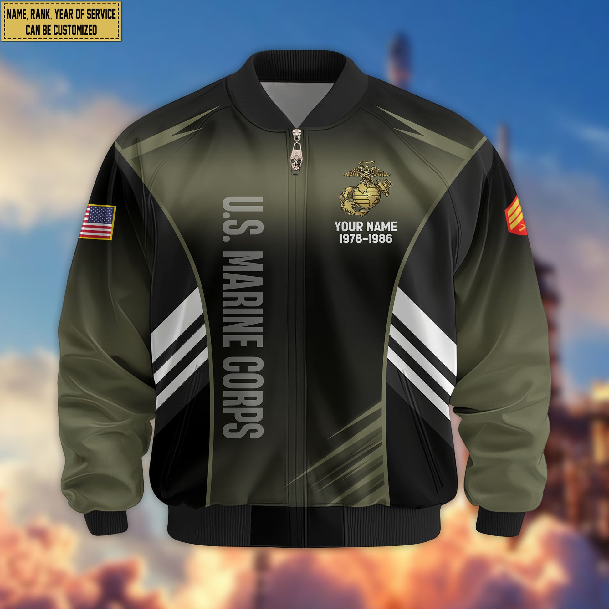Premium Custom USMC Veteran Bomber Jacket VPVC805411, Gifts For US Marine Veteran, Gifts On Father's Day, Veterans Day.
