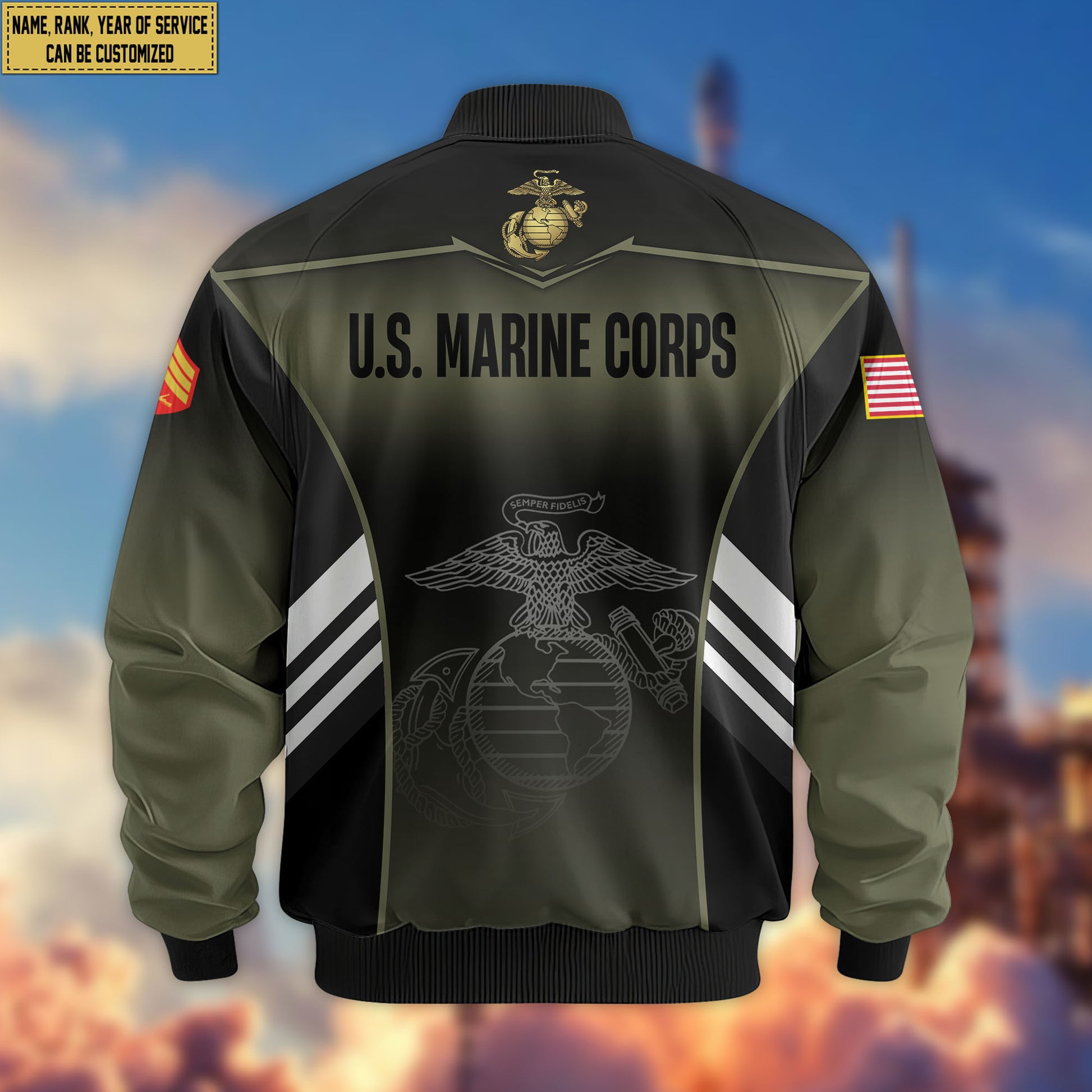 Premium Custom USMC Veteran Bomber Jacket VPVC805411, Gifts For US Marine Veteran, Gifts On Father's Day, Veterans Day.
