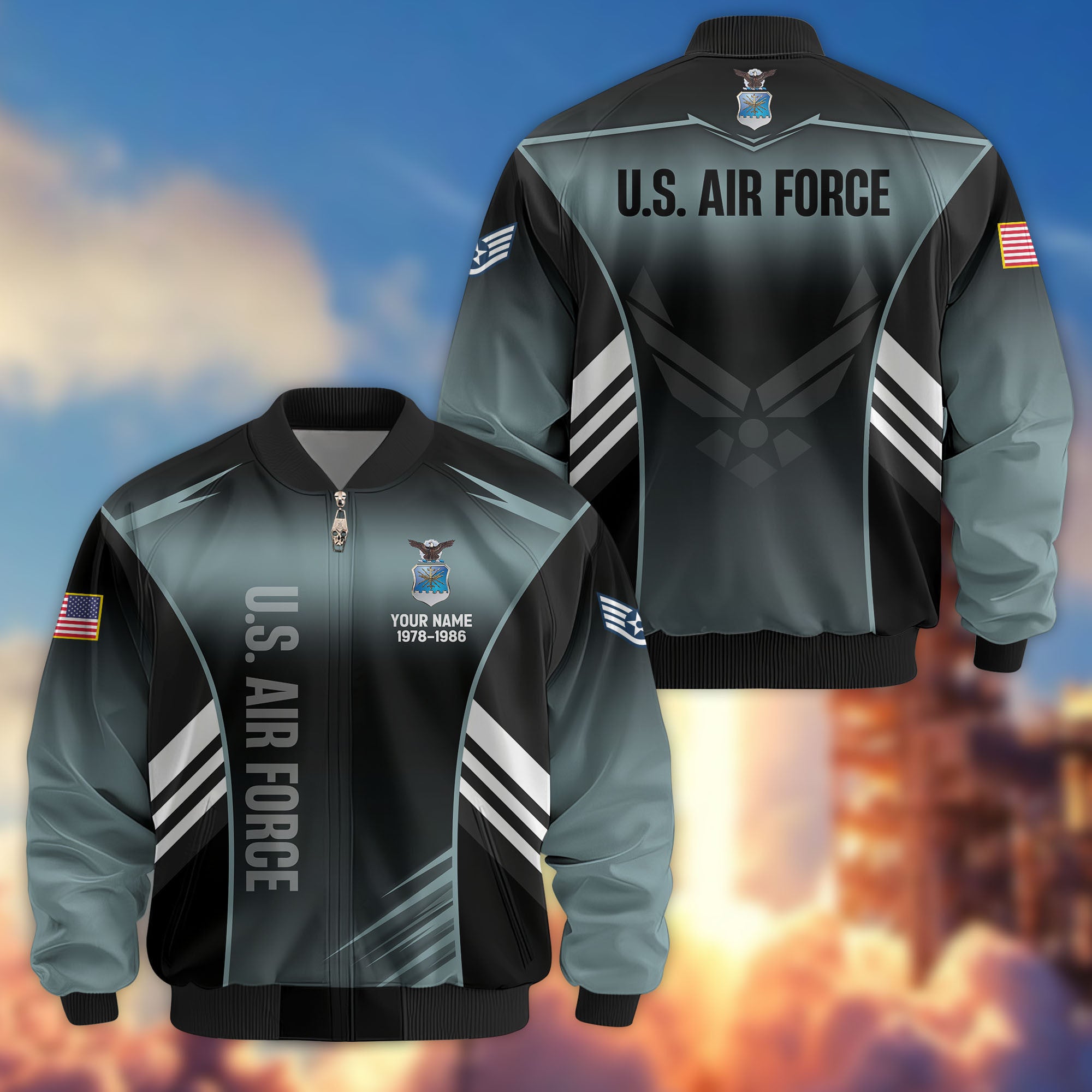 Premium Custom USAF Veteran Bomber Jacket VPVC805404, Gifts For US Air Force Veteran, Gifts On Father's Day, Veterans Day.