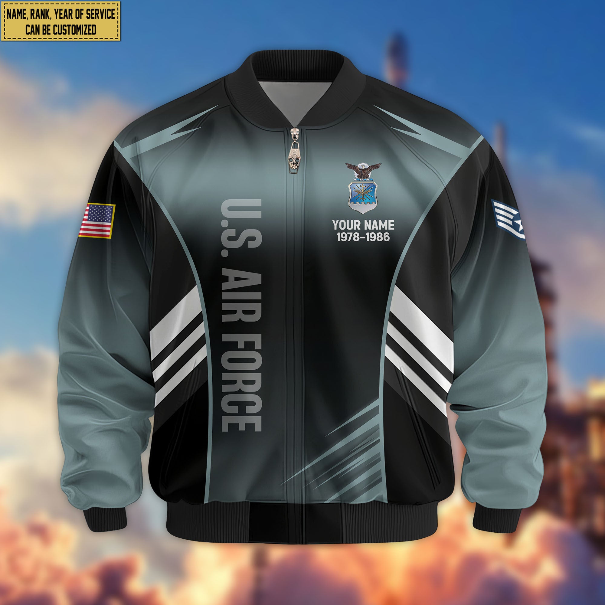 Premium Custom USAF Veteran Bomber Jacket VPVC805404, Gifts For US Air Force Veteran, Gifts On Father's Day, Veterans Day.