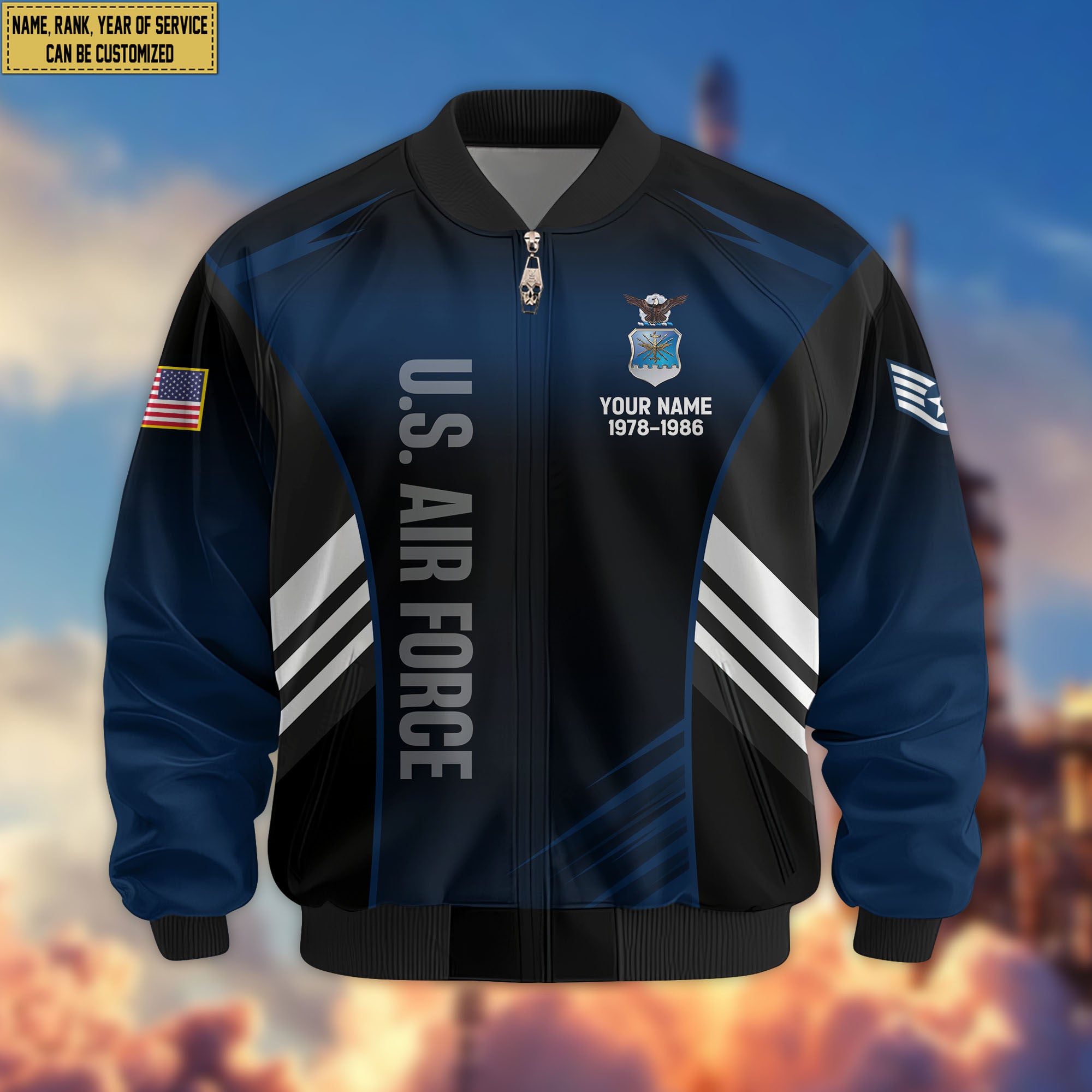 Premium Custom USAF Veteran Bomber Jacket VPVC805412, Gifts For US Air Force Veteran, Gifts On Father's Day, Veterans Day.