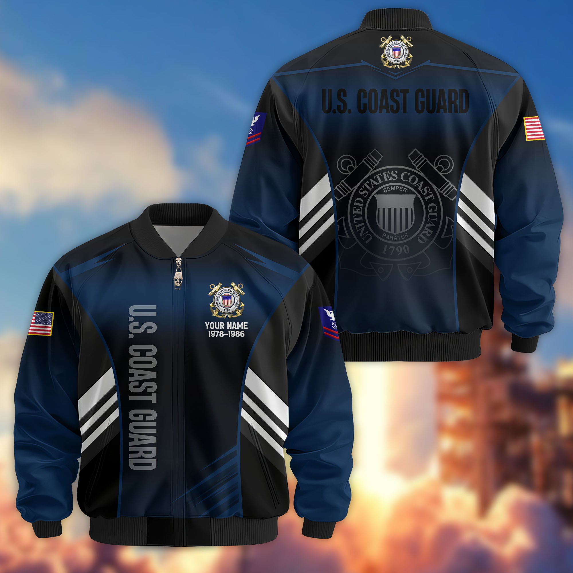 Premium Custom USCG Veteran Bomber Jacket VPVC805405, Gifts For Coast Guard Veteran, Gifts On Father's Day, Veterans Day.