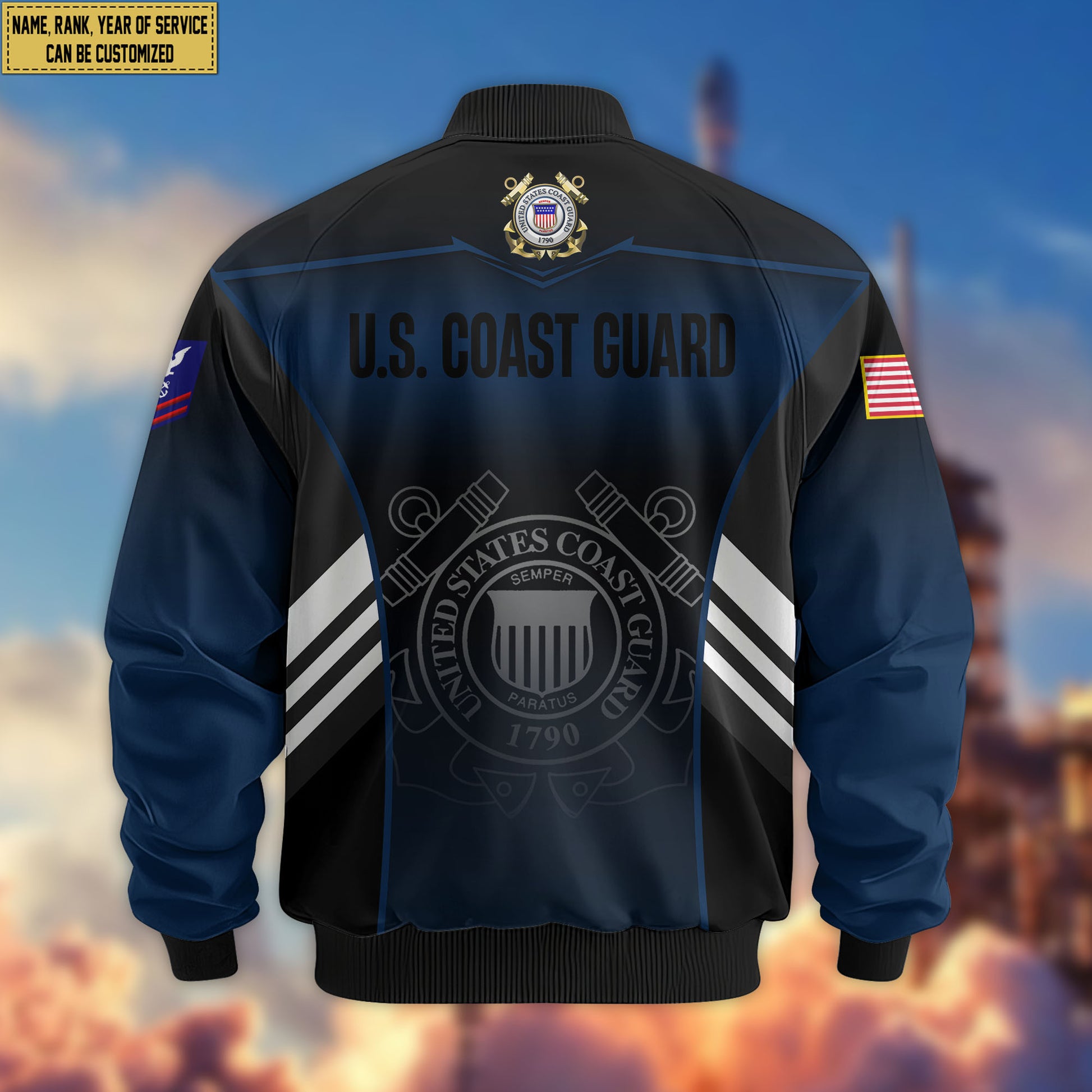 Premium Custom USCG Veteran Bomber Jacket VPVC805405, Gifts For Coast Guard Veteran, Gifts On Father's Day, Veterans Day.
