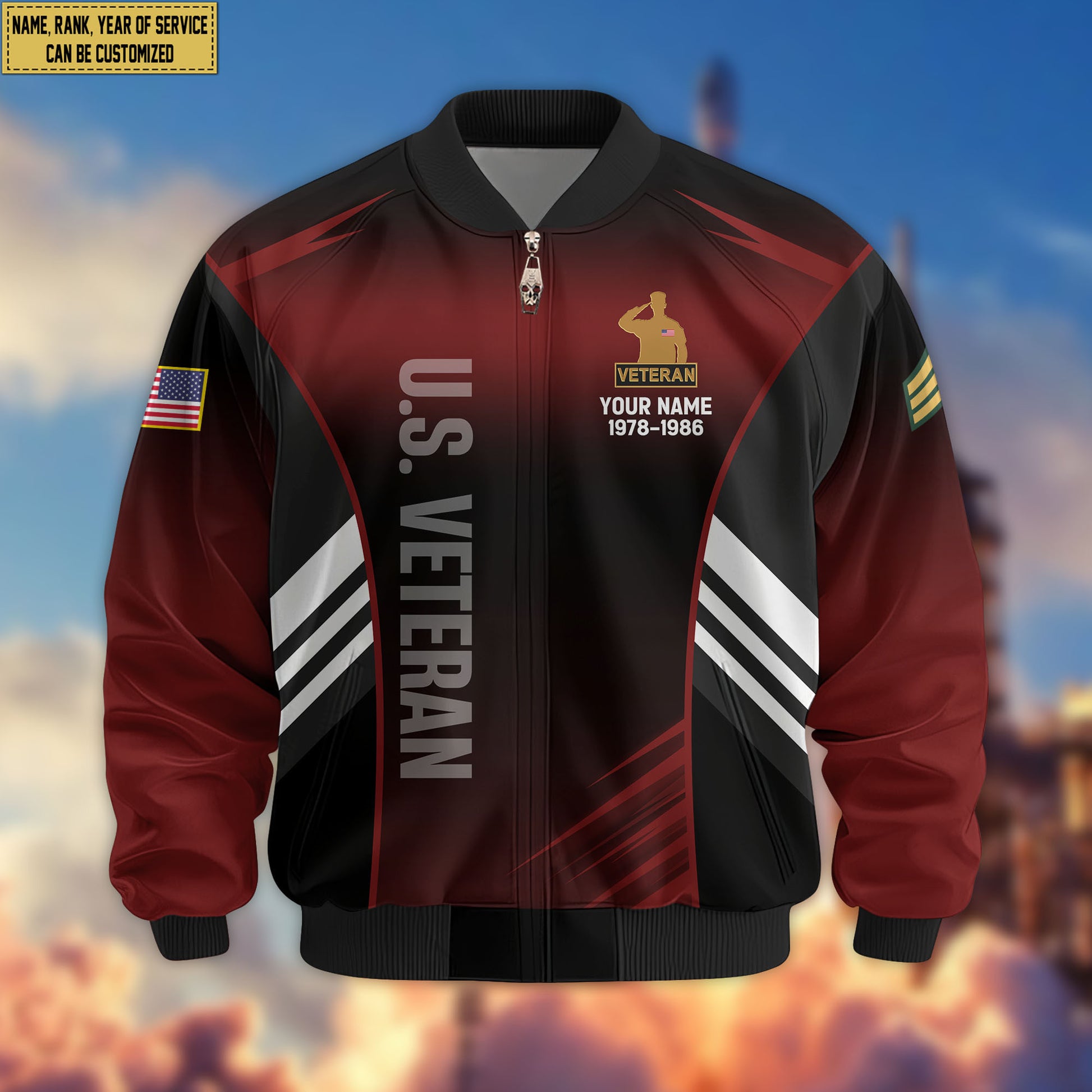 Premium Custom US Veteran Bomber Jacket VPVC805407, Gifts For US Veteran, Gifts On Father's Day, Veterans Day.
