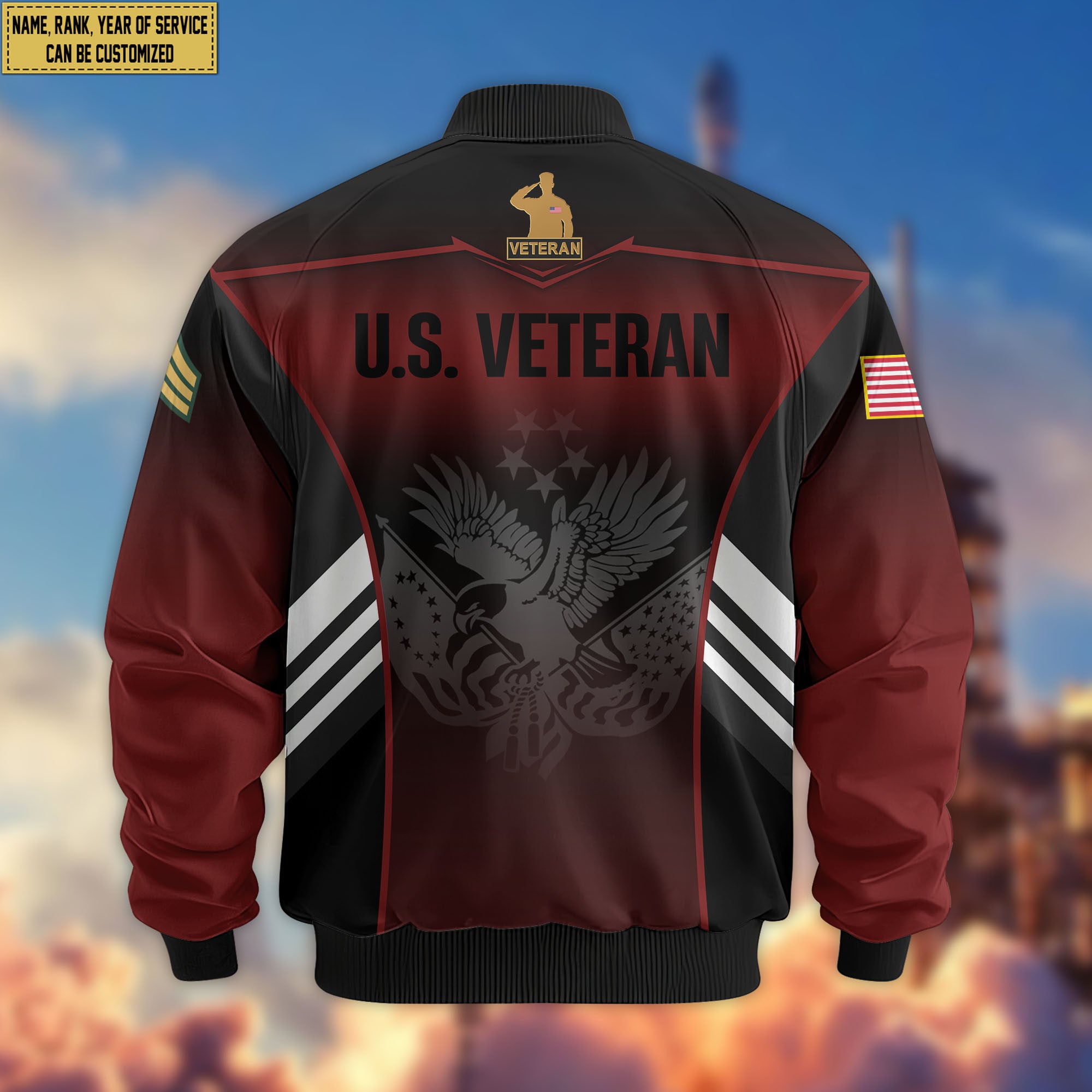 Premium Custom US Veteran Bomber Jacket VPVC805407, Gifts For US Veteran, Gifts On Father's Day, Veterans Day.
