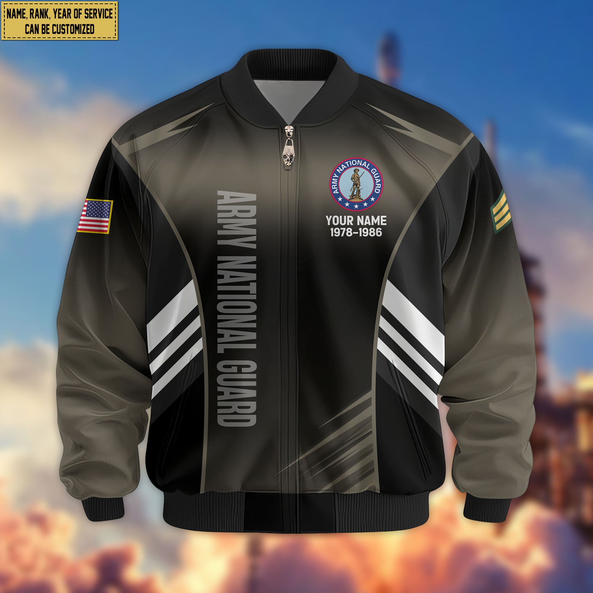 Premium Custom US Army National Guard Veteran Bomber Jacket VPVC805408, Gifts For Army National Guard Veteran, Gifts On Father's Day, Veterans Day.