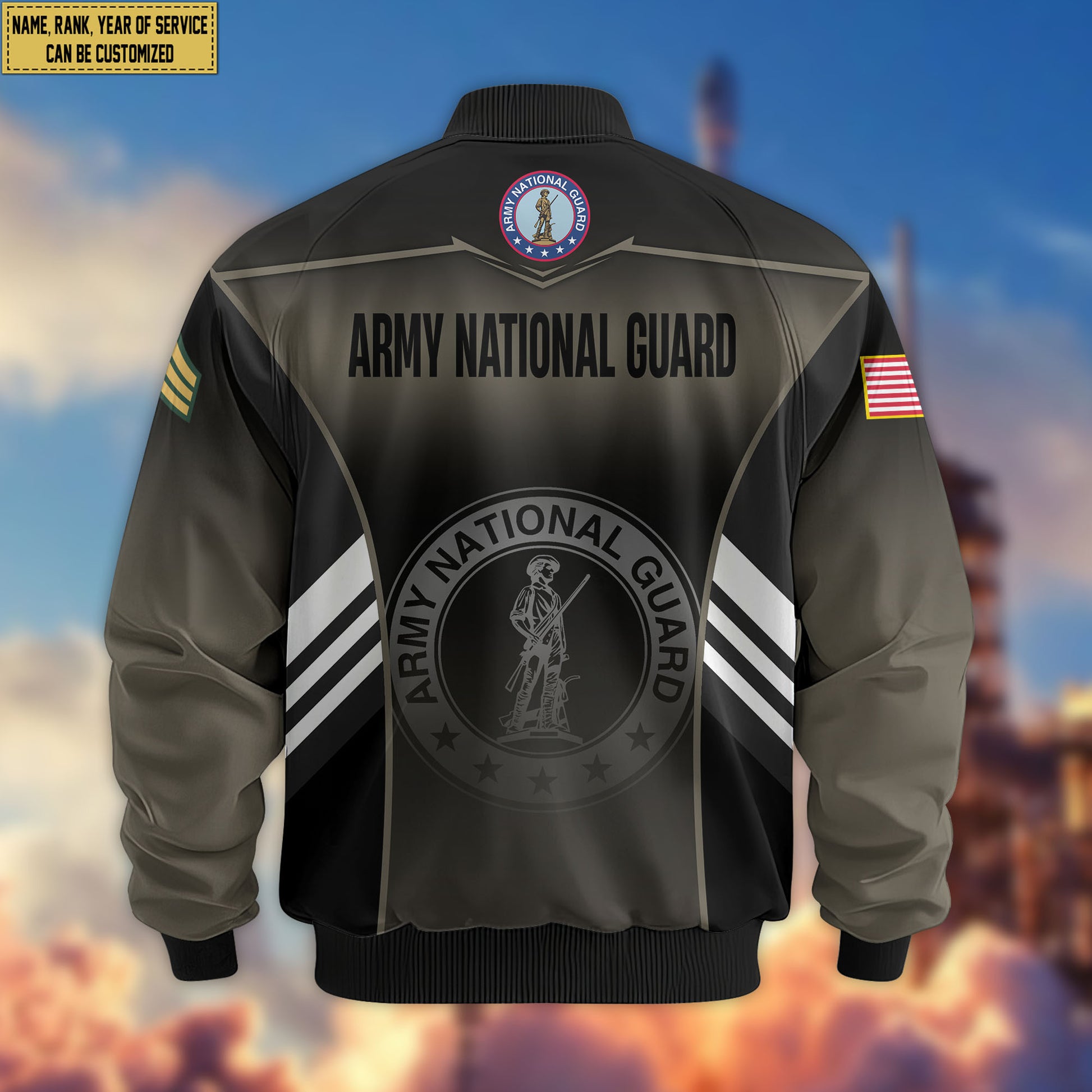 Premium Custom US Army National Guard Veteran Bomber Jacket VPVC805408, Gifts For Army National Guard Veteran, Gifts On Father's Day, Veterans Day.