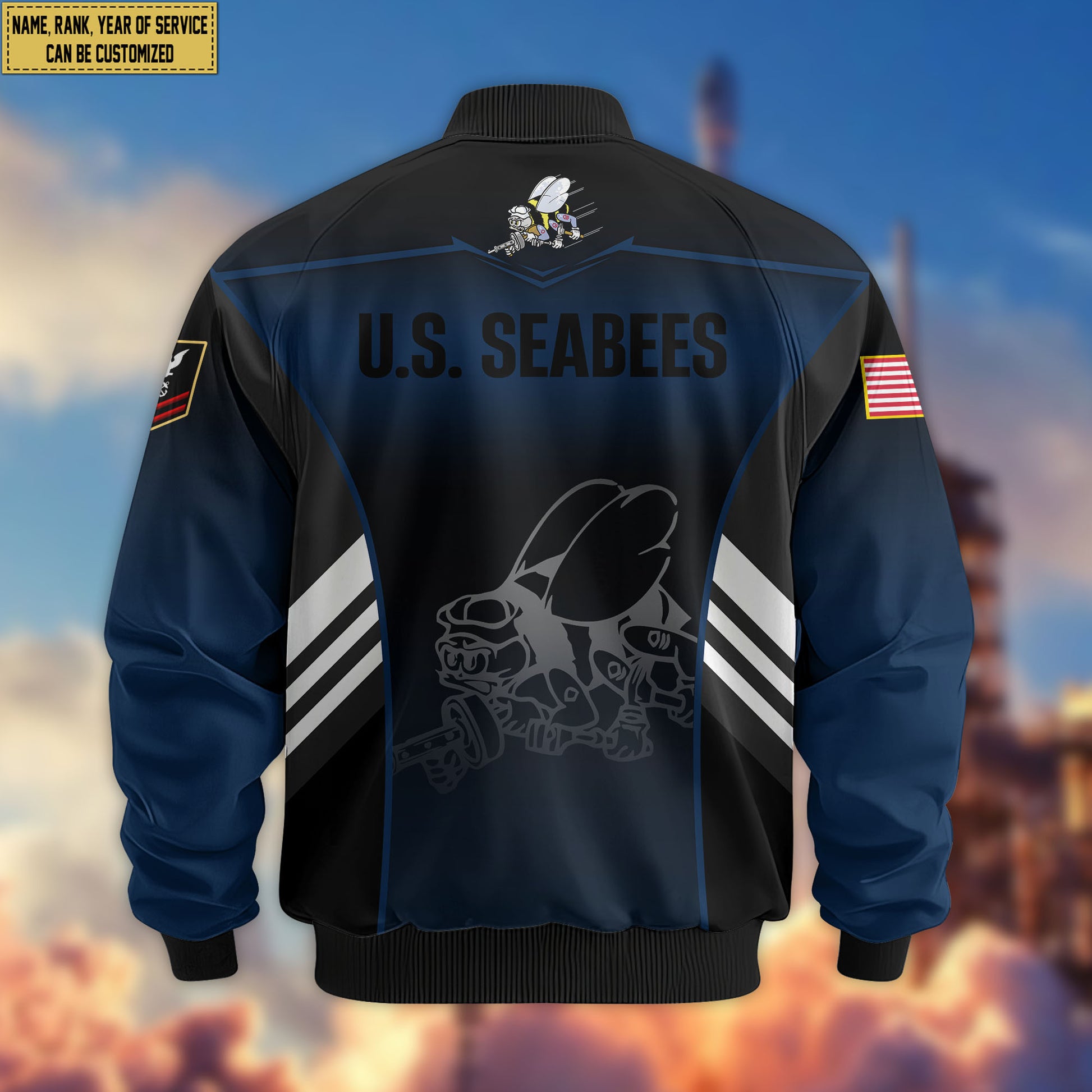 Premium Custom US Seabees Bomber Jacket VPVC805409, Gifts For Seabees Veteran, Gifts On Father's Day, Veterans Day.