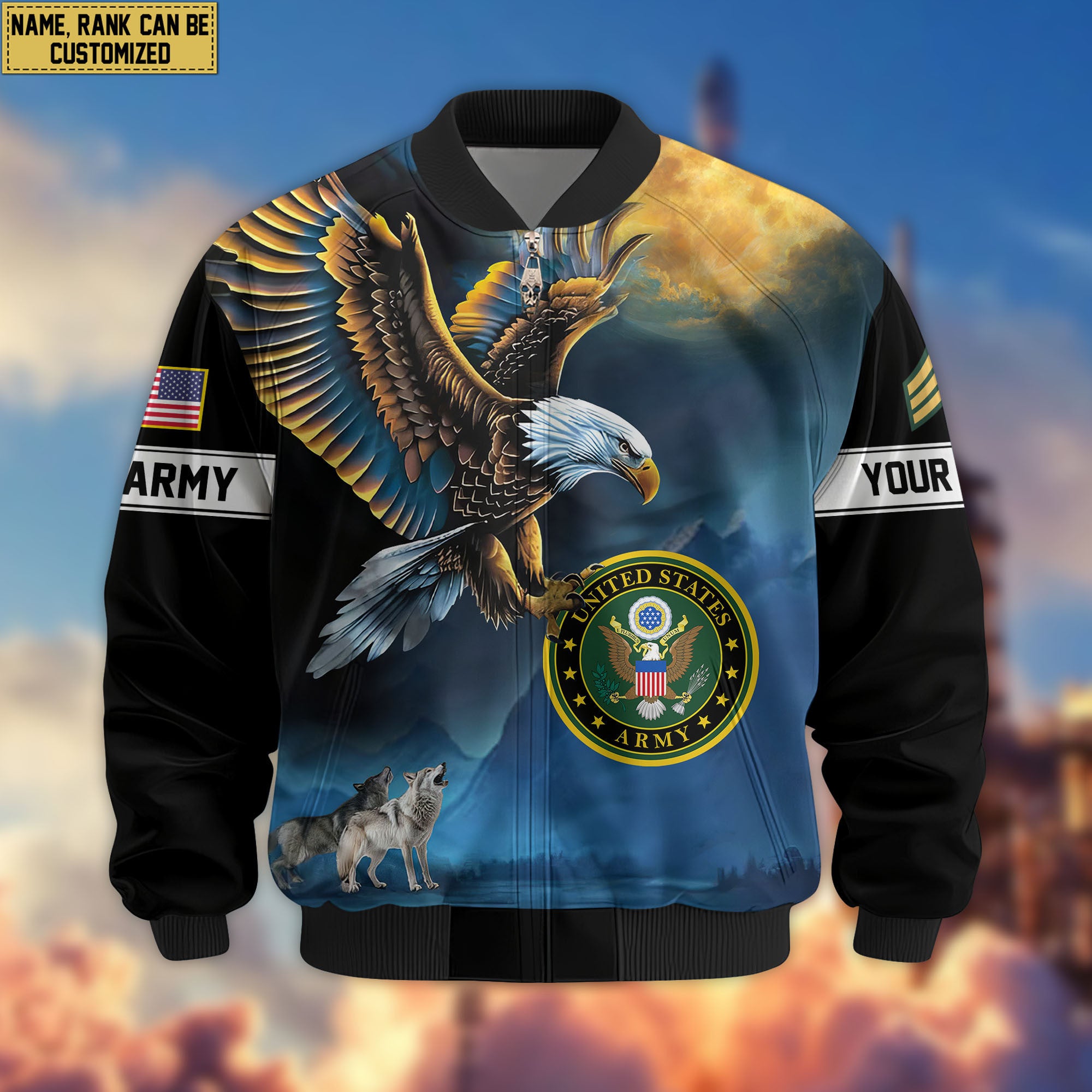 Premium Custom US Army Veteran Bomber Jacket VPVC805501, Gifts For US Army Veteran, Gifts On Father's Day, Veterans Day.