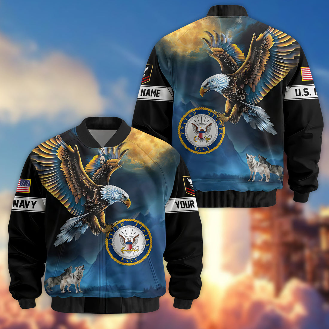 Premium Custom US Navy Veteran Bomber Jacket VPVC805502, Gifts For US Navy Veteran, Gifts On Father's Day, Veterans Day.
